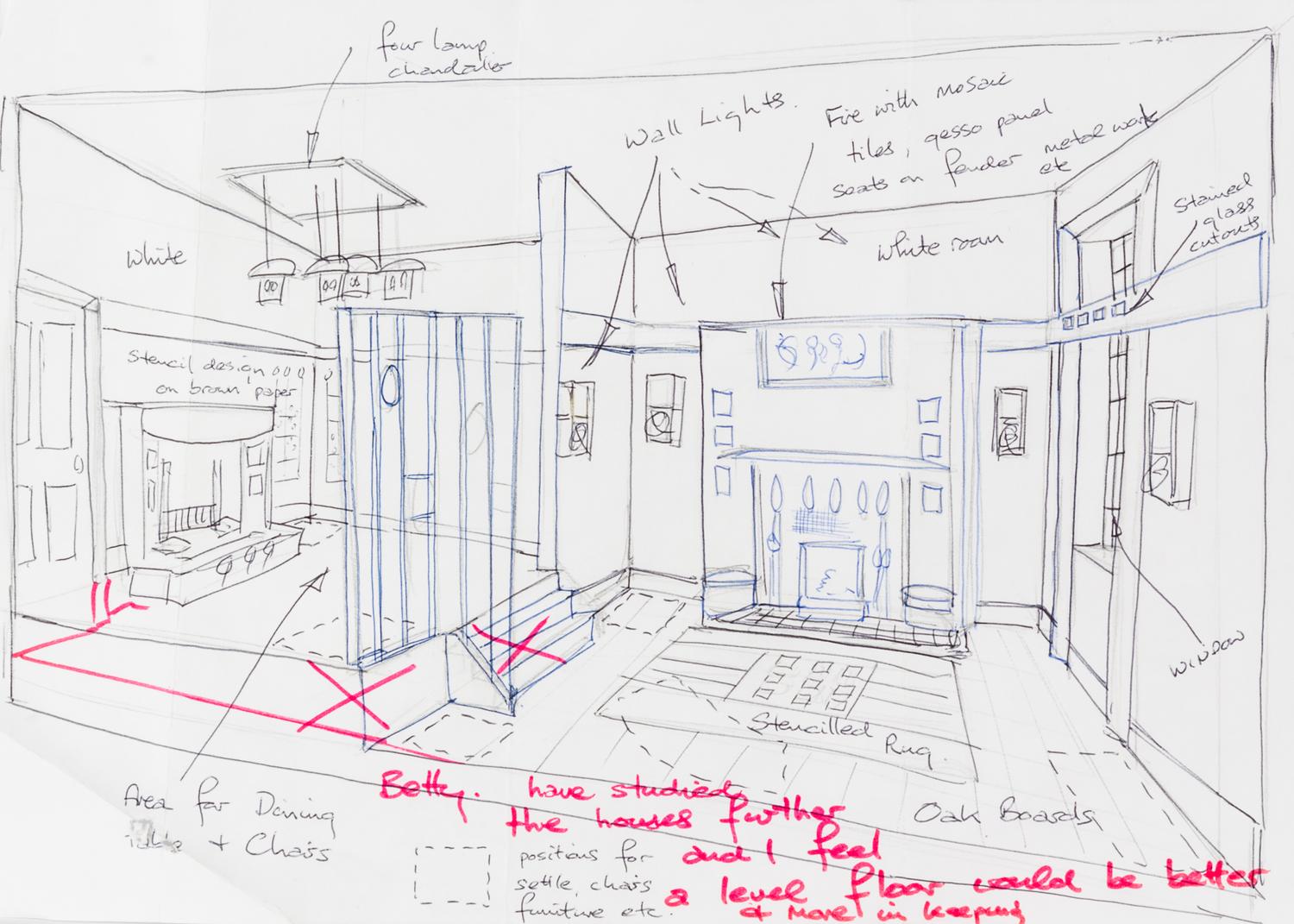 An Arts and Crafts Style Diorama Height 14 1/8 x width 33 1/4 x depth 19 3/4 inches. — Peter Mattinson, Yorkshire, 1995
