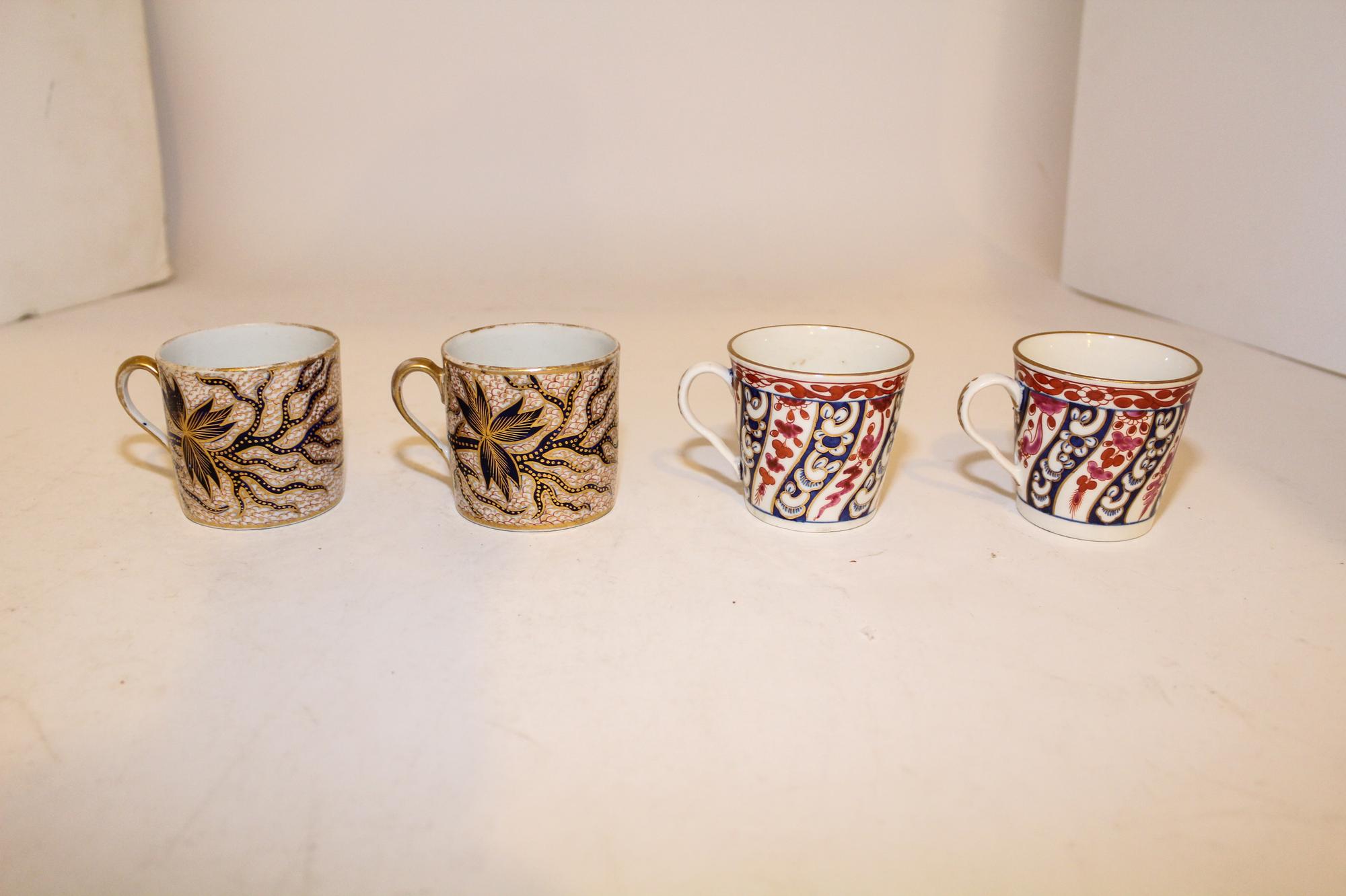 Two Worcester Tea Cups in the Imari Pattern Height of first pair 2 1/2 inches.