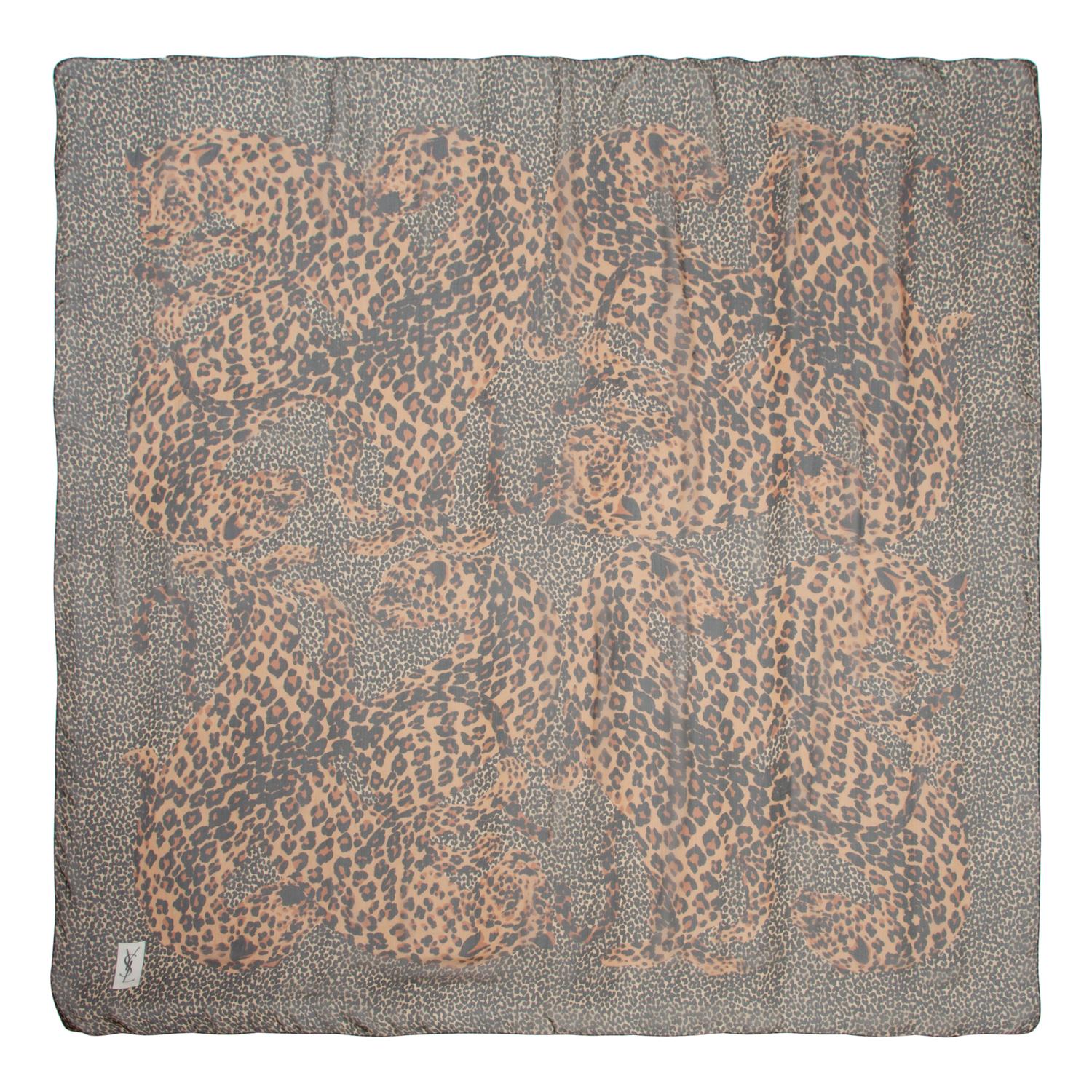 Four Designer Silk Scarves Including Lalique, Gucci, and YSL