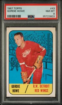 A 1967 Topps Gordie Howe Hockey Card No. 43 (PSA 8 NM-MT)
