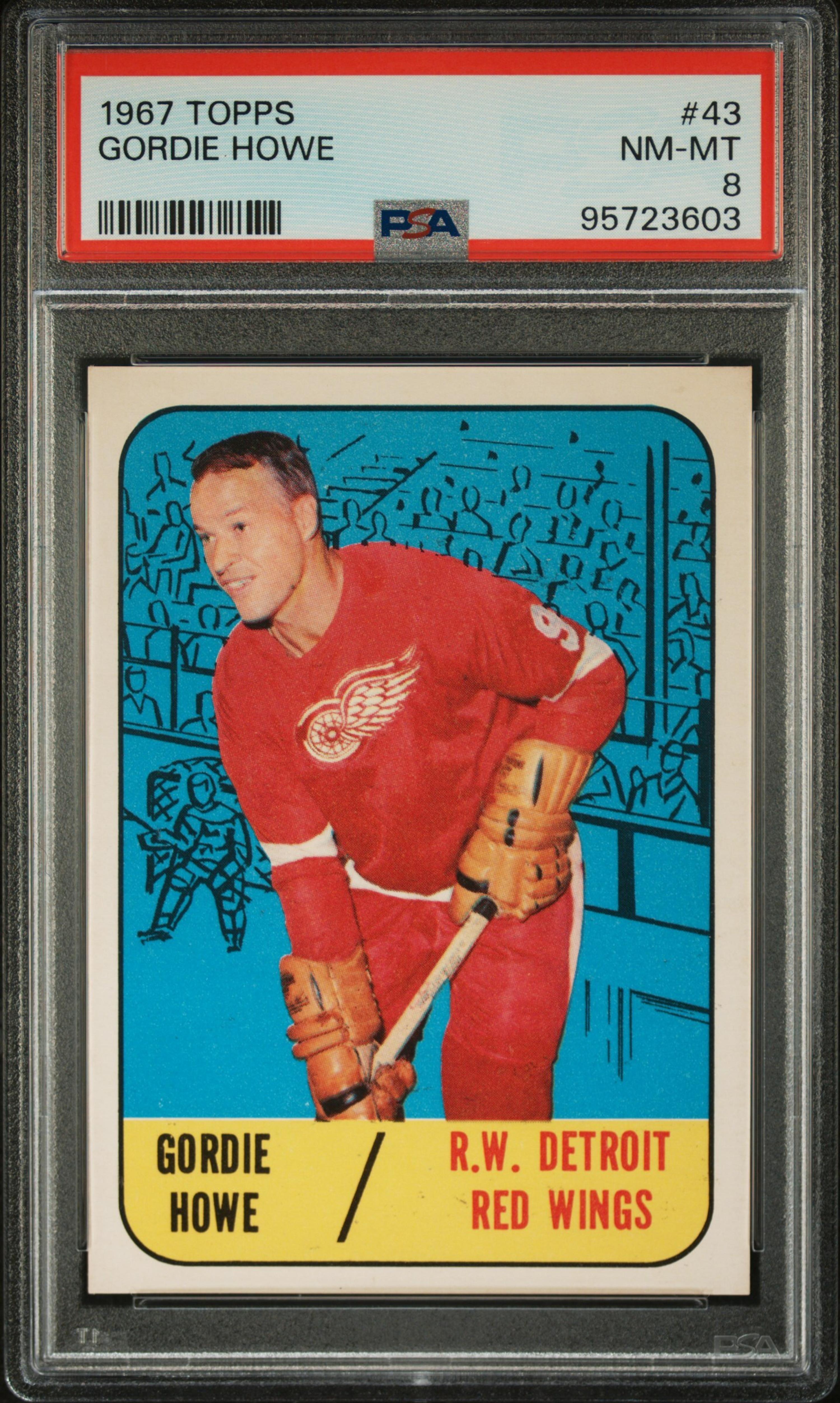 A 1967 Topps Gordie Howe Hockey Card No. 43 (PSA 8 NM-MT)
