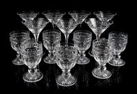 A William Yeoward Glass Partial Stemware Service Height of coupes 6 7/8 inches.