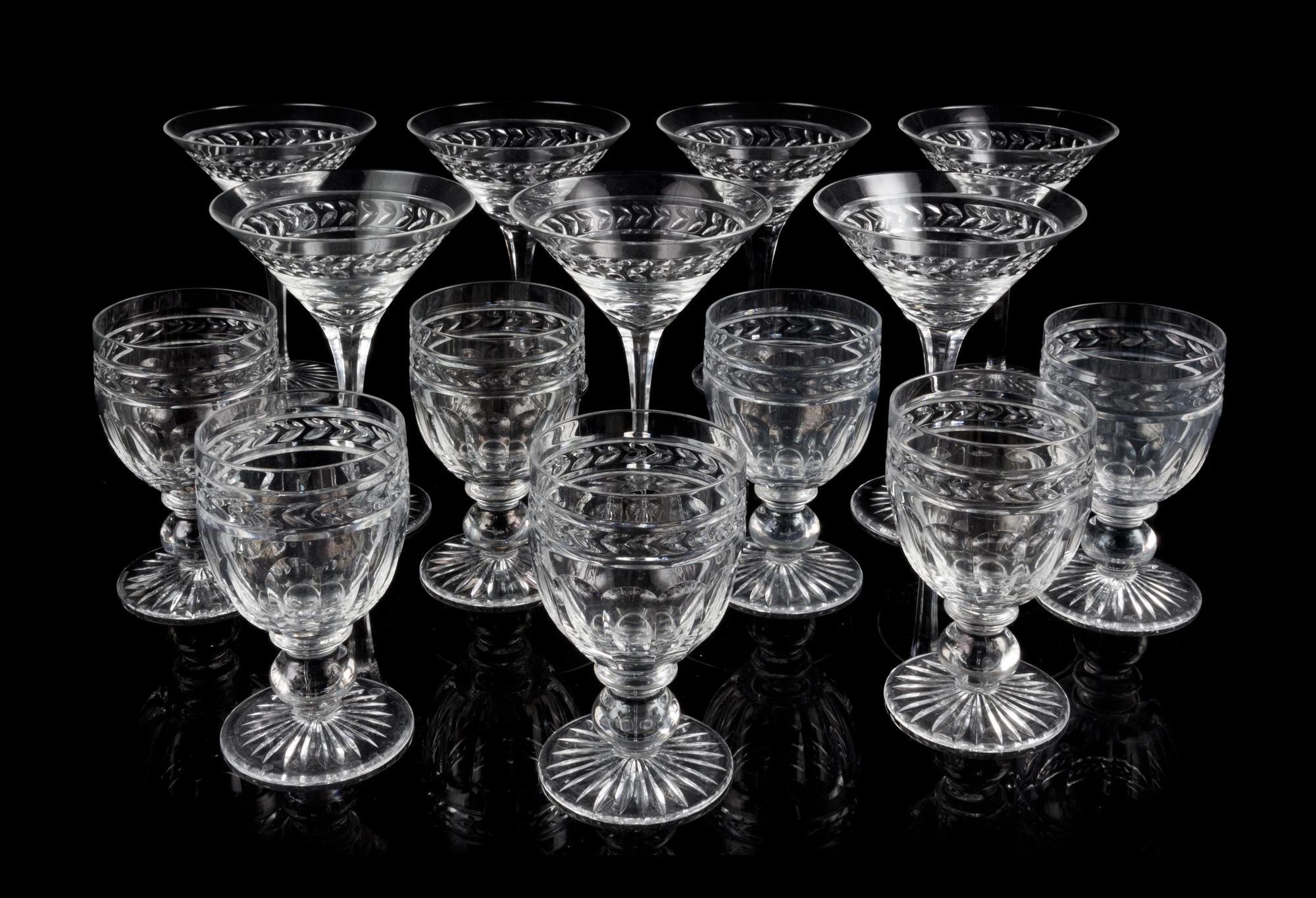 A William Yeoward Glass Partial Stemware Service Height of coupes 6 7/8 inches.