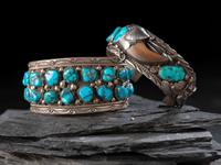 Navajo Sterling Silver and Turquoise Cuff Bracelets