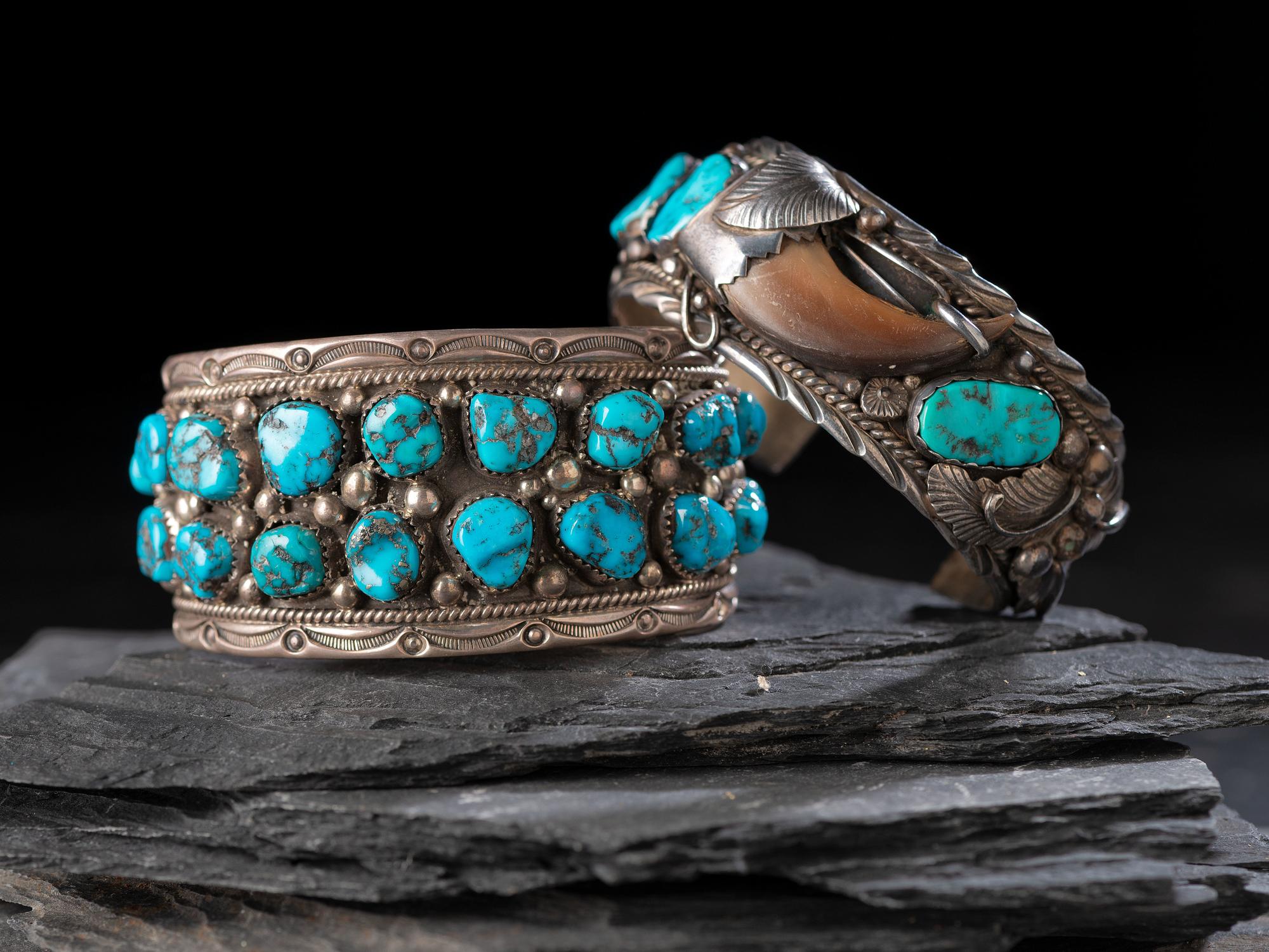 Navajo Sterling Silver and Turquoise Cuff Bracelets