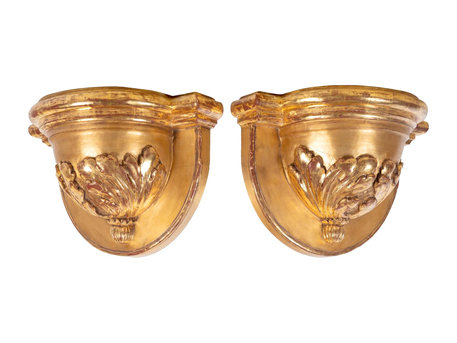 A Pair of Continental Giltwood Wall Brackets