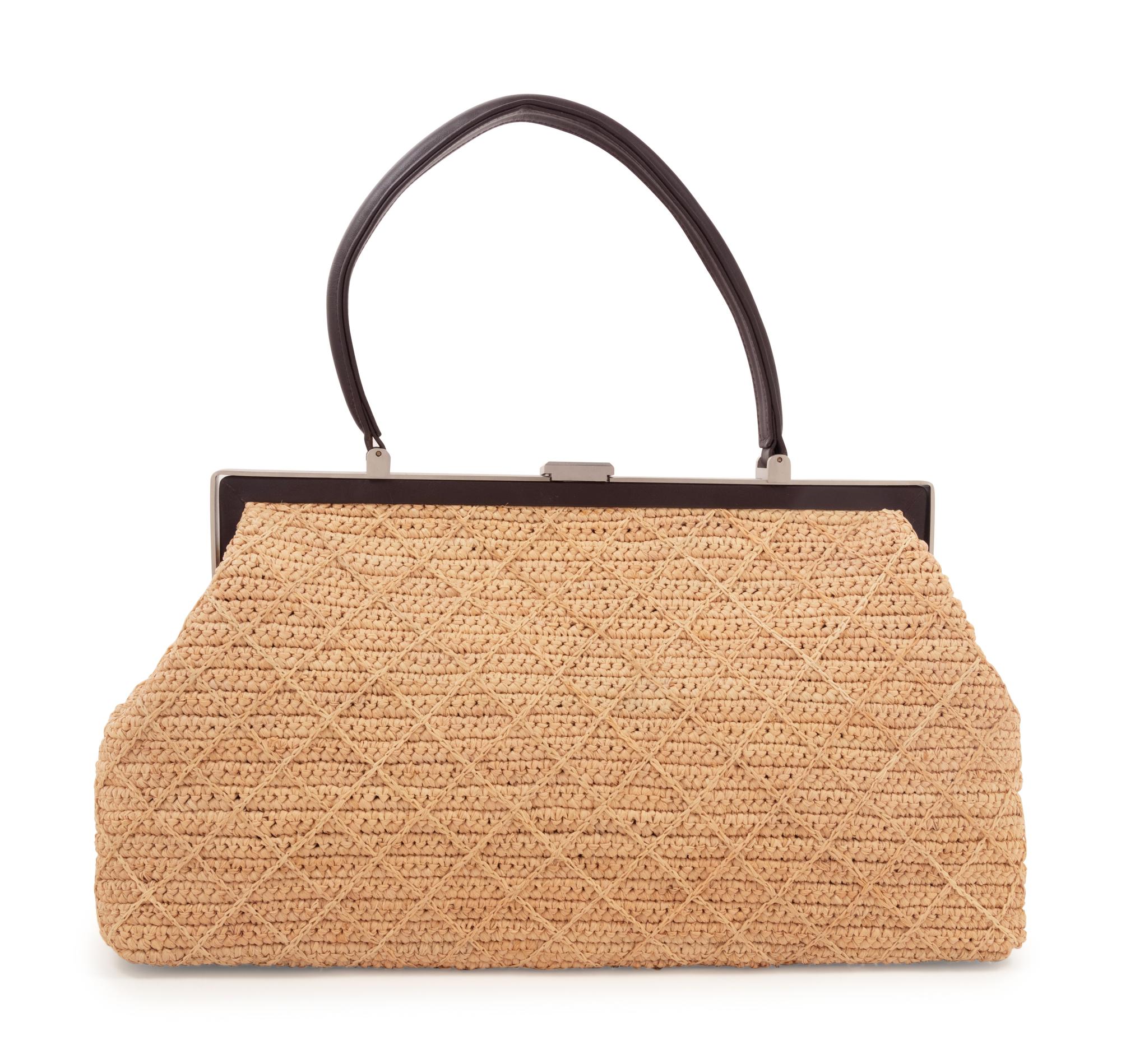 Chanel Rattan and Leather Frame Bag, 1997-1999
