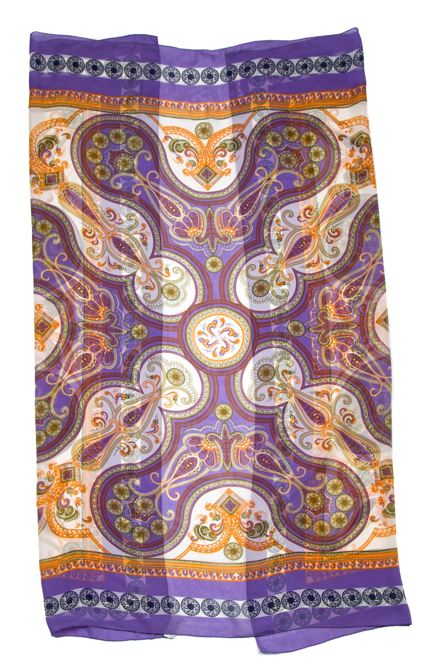 A Fiorio Multicolor Sheer Silk Scarf, 50" x 50".