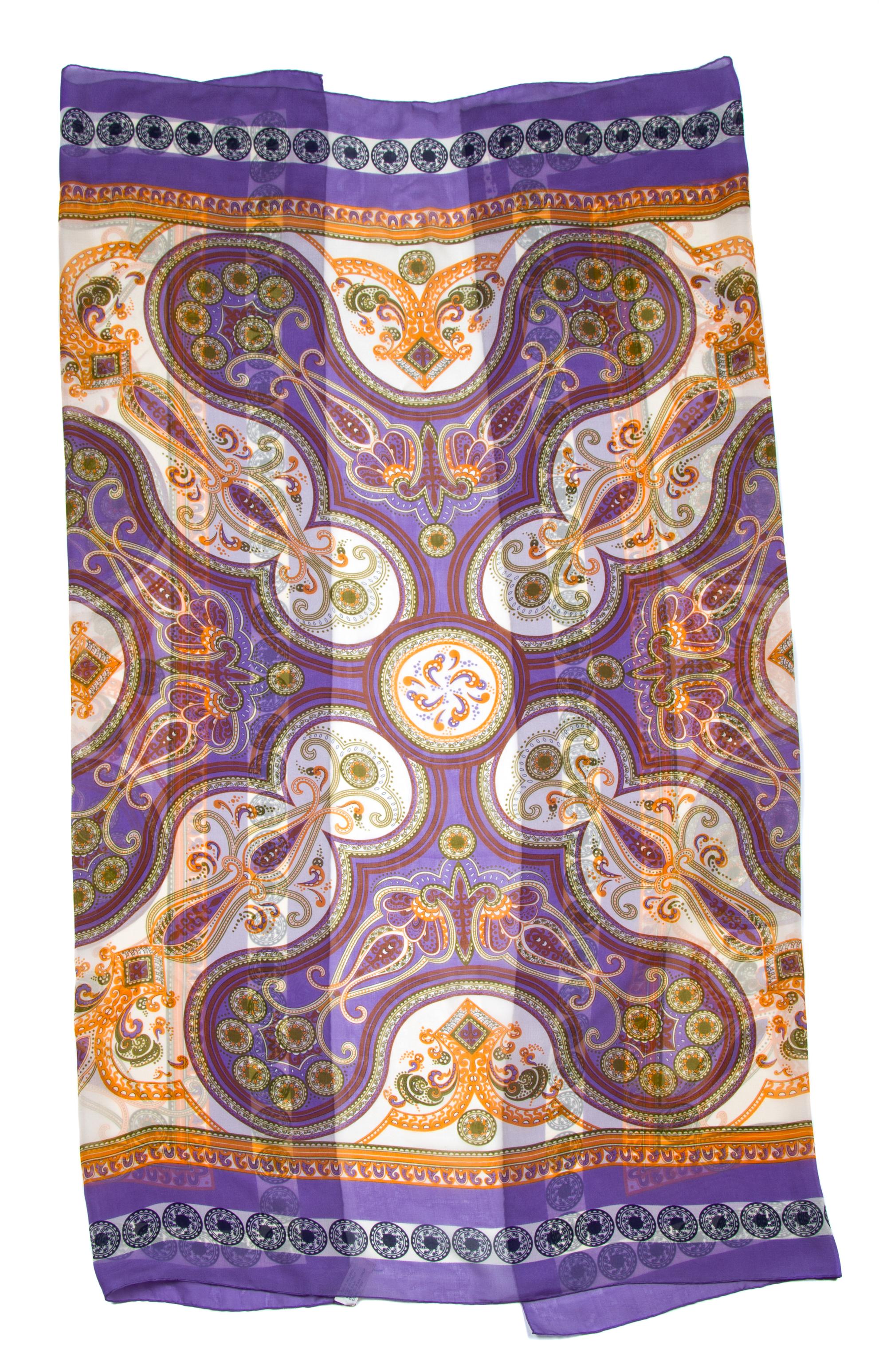 A Fiorio Multicolor Sheer Silk Scarf, 50" x 50".