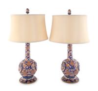 A Pair of Japanese Porcelain Vases Mounted as Lamps