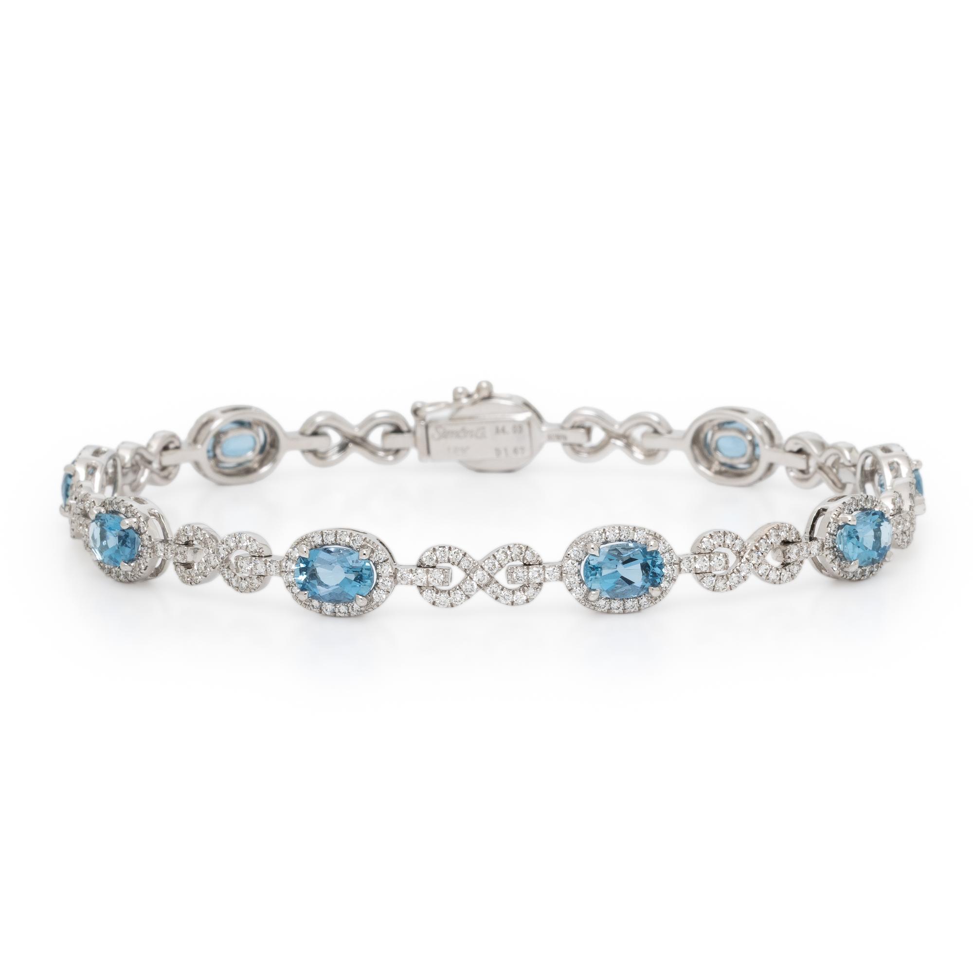 Simon G., White Gold, Diamond and Aquamarine Bracelet