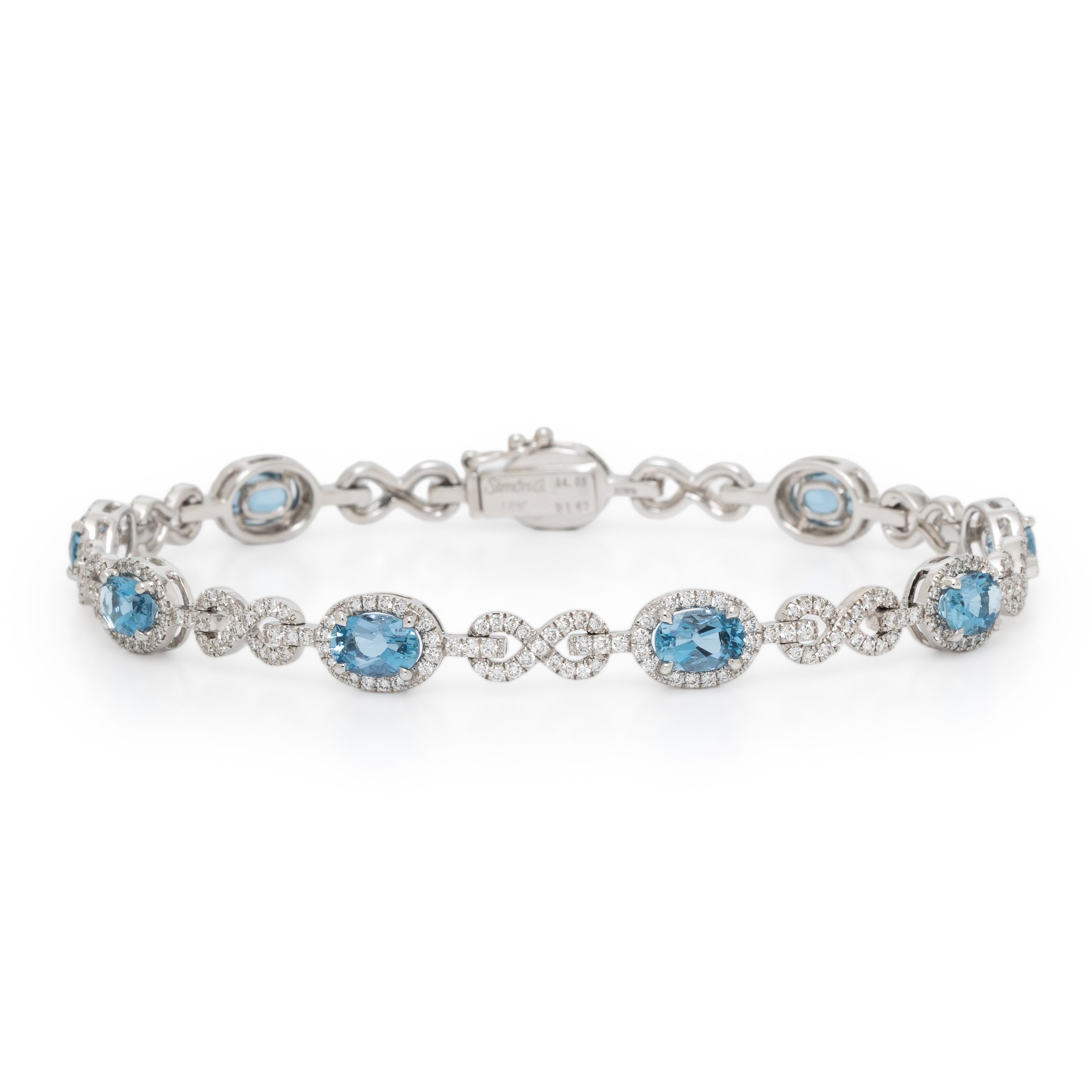 Simon G., White Gold, Diamond and Aquamarine Bracelet