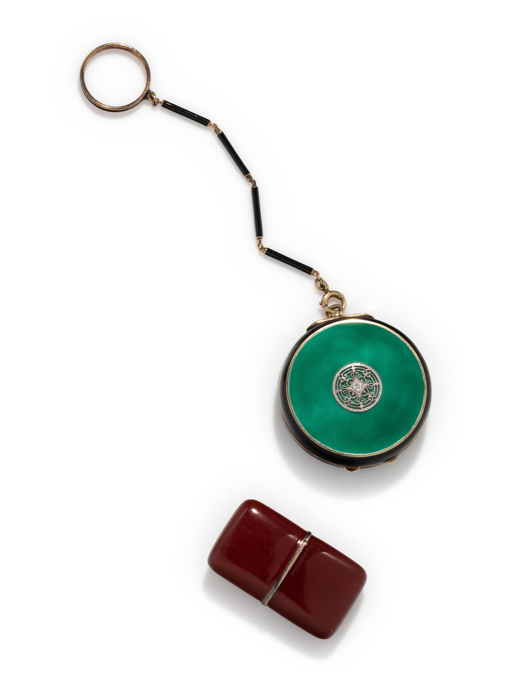 TIFFANY & CO., ART DECO, ENAMEL TRAVEL CLOCK