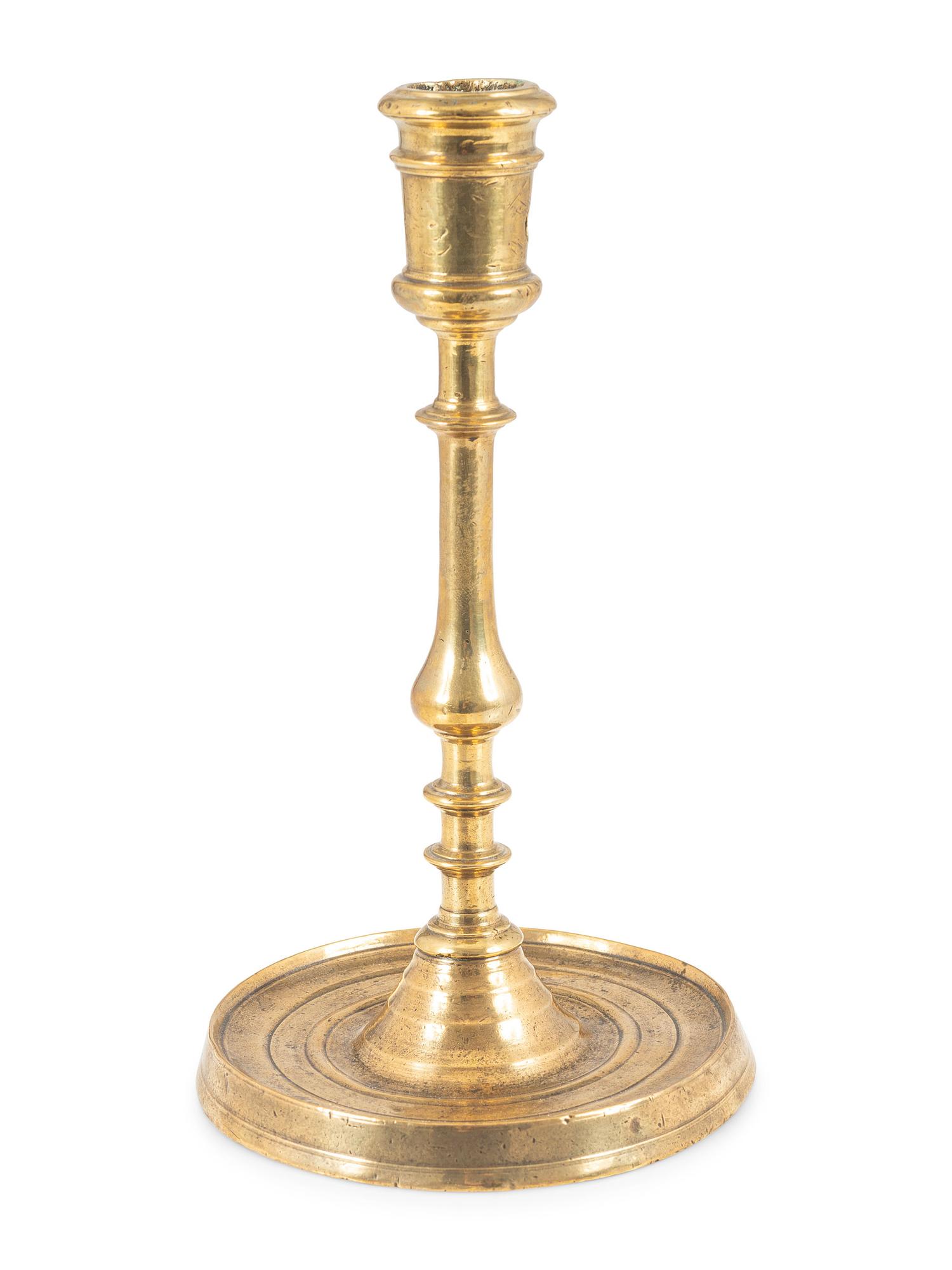 A Rare Flemish Brass Candlestick