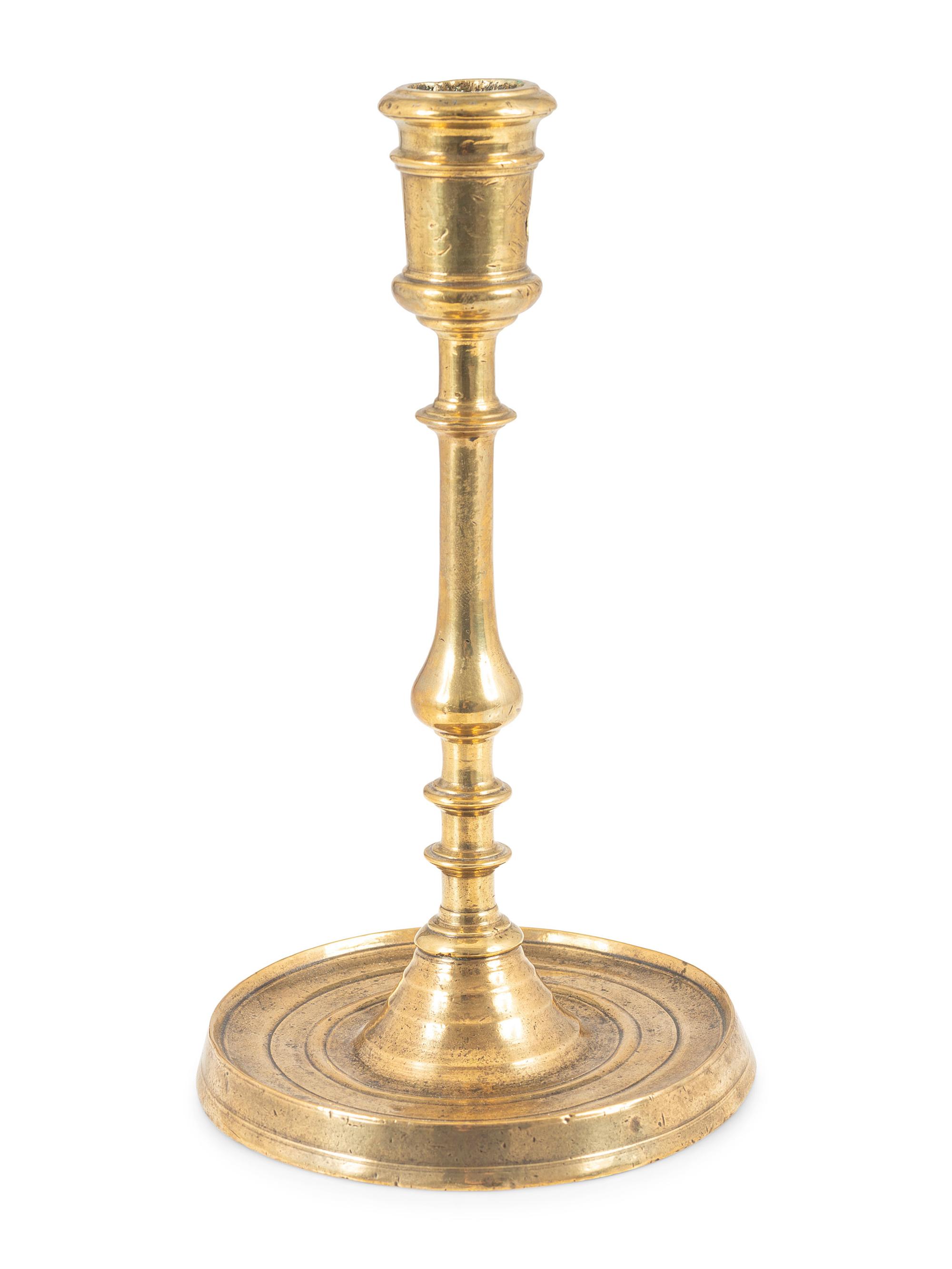 A Rare Flemish Brass Candlestick