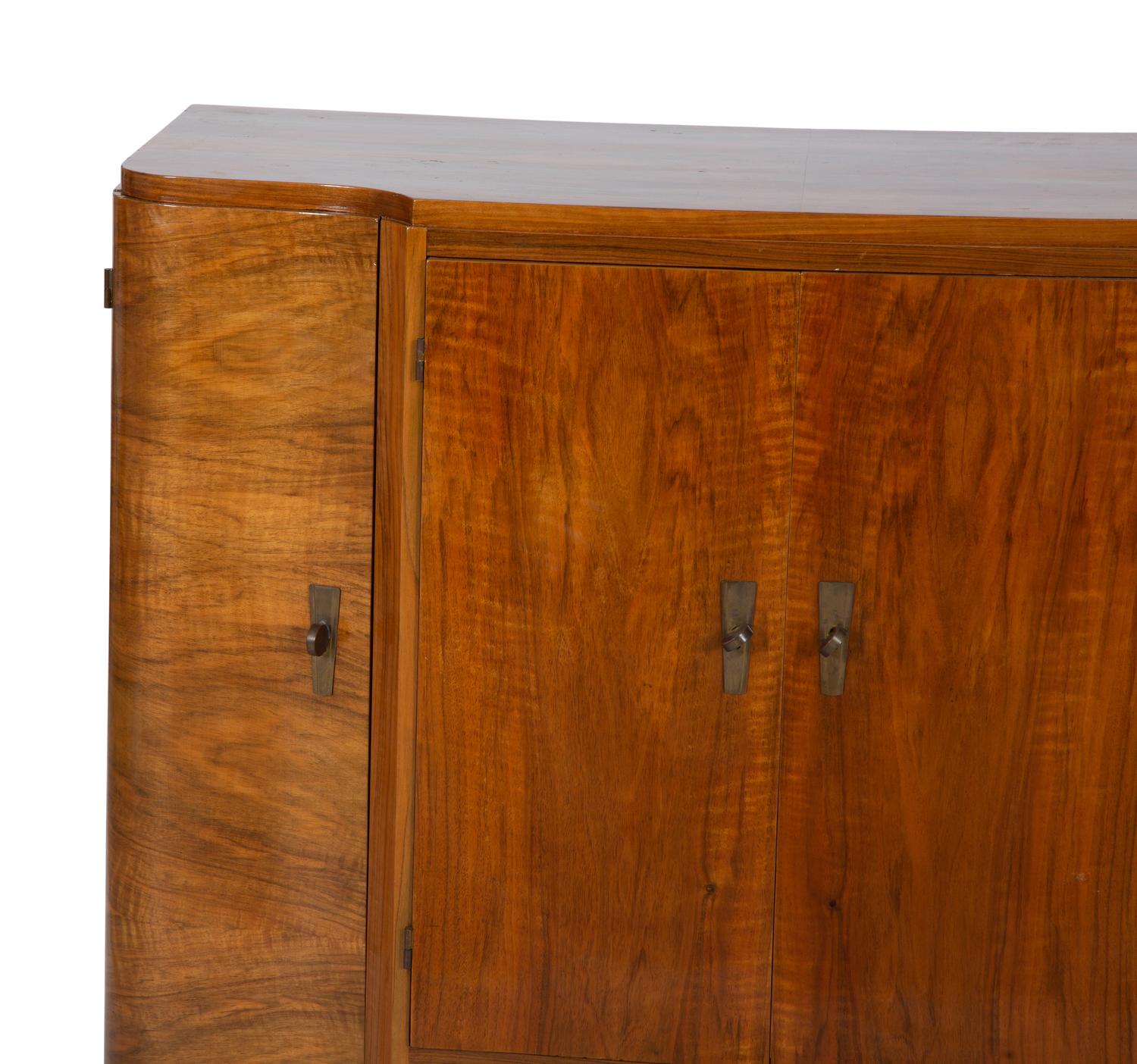 An Art Deco Figured Walnut Bar Cabinet