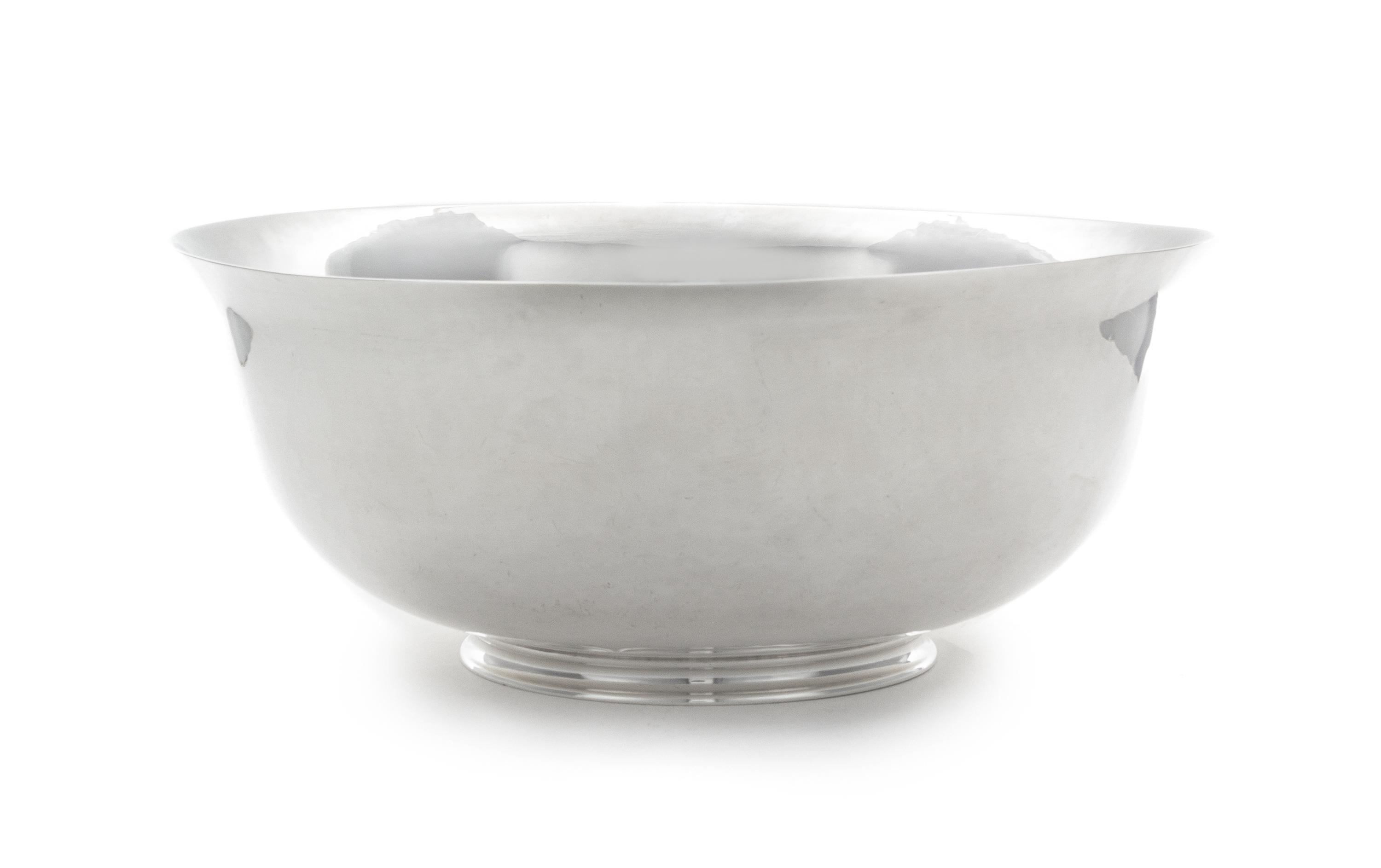 An American Silver Revere Bowl, Frederick Gyllenberg, Boston, MA, 1920, of circular form with a slightly flared rim, raised on a short