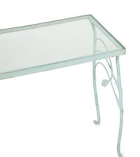 A Nest of Three Salterini Laurel Wrought Iron and Glass Top Tables