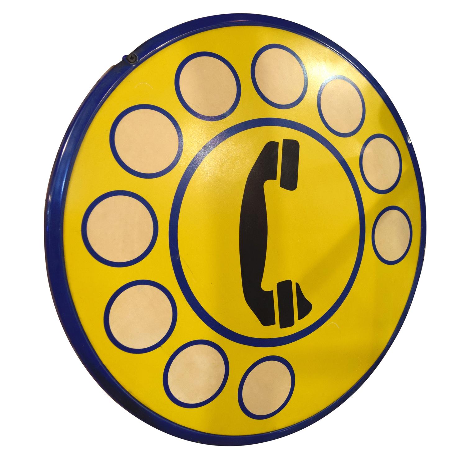 An Enameled Iron Telephone Sign 19" W x .5" D x 19" H — Italy, Mid-20th Century