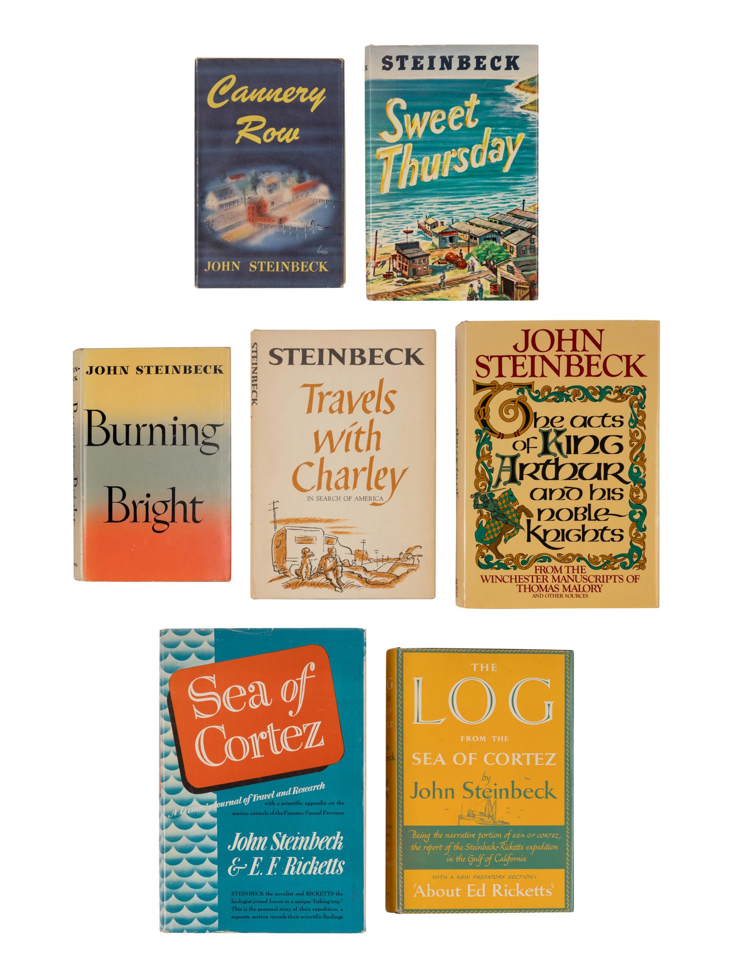 STEINBECK, John (1902-1968). A group of 7 works, ALL IN BRIGHT UNRESTORED UNCLIPPED DUST JACKETS, MOST FIRST EDITIONS, comprising: