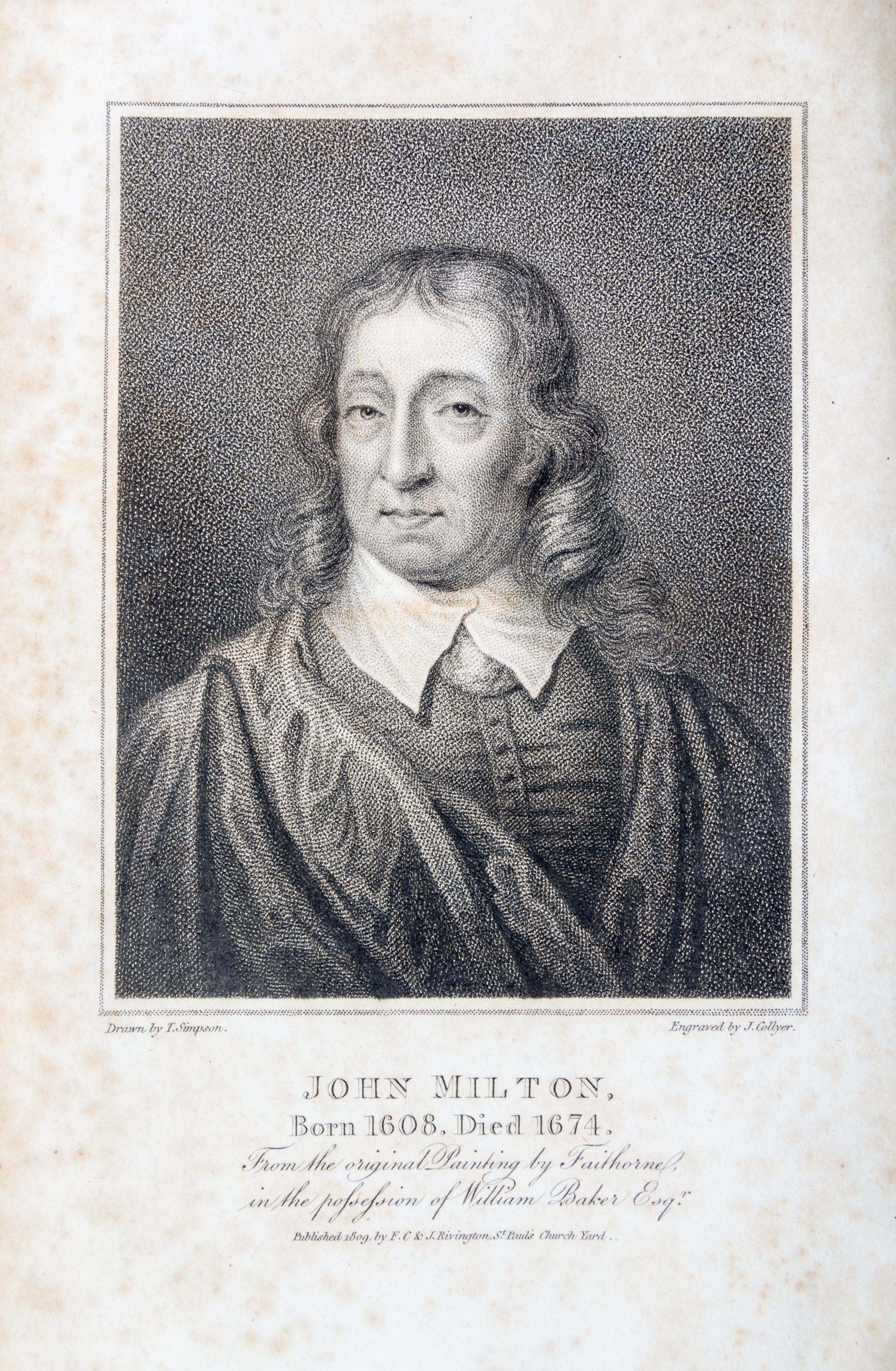 MILTON, JOHN. The Poetical Works. London, 1809. 7 vols. Todd's edition, second edition.