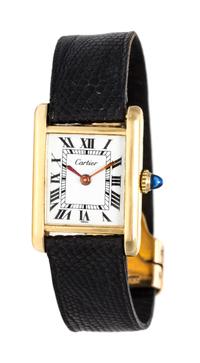An 18 Karat Yellow Gold Tank Wristwatch, Cartier, 18.80 dwts.