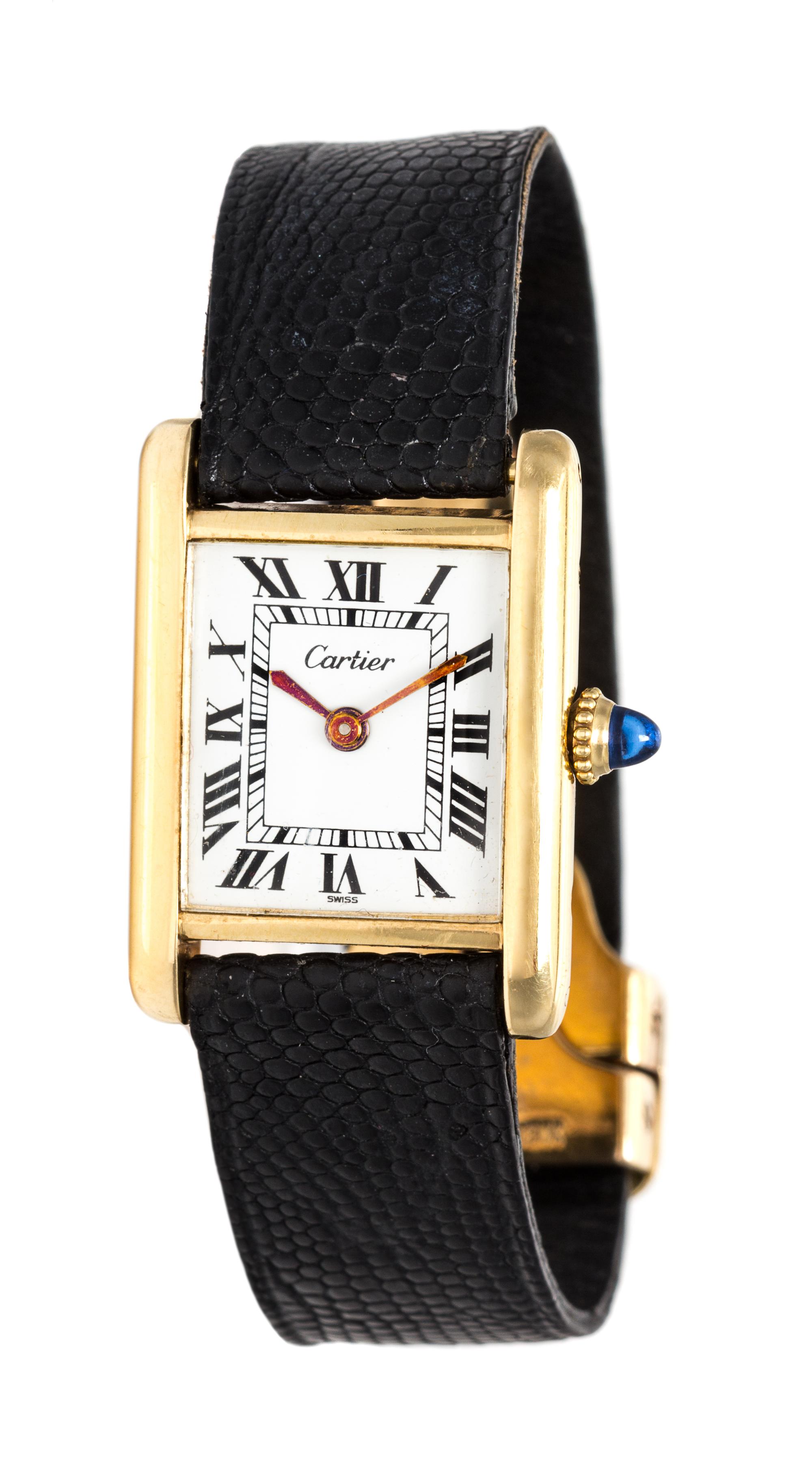 An 18 Karat Yellow Gold Tank Wristwatch, Cartier, 18.80 dwts.