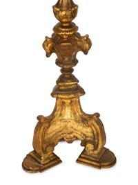 A Pair of Italian Baroque Style Pricket Sticks Mounted as Lamps