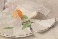 Two Butter Fish and a Yellow Tomato on a Broken Plate , 1988