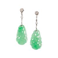ANTIQUE, JADE, DIAMOND AND SEED PEARL EARRINGS