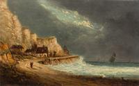 Leon Victor Dupre, (French, 1816-1879), Coastal Scene