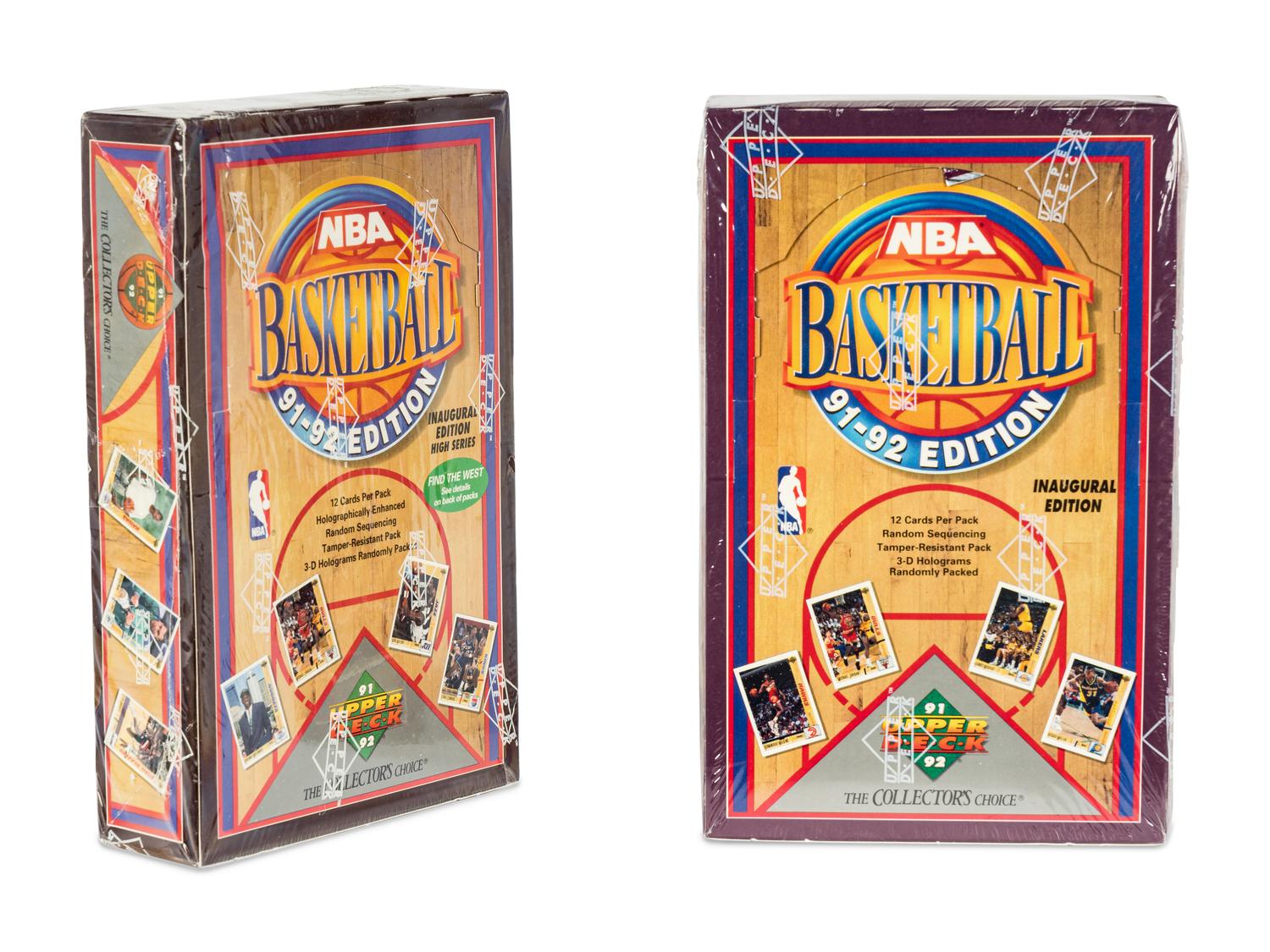 A Group of 14 Unopened Vending Boxes of 1990s Basketball Cards,