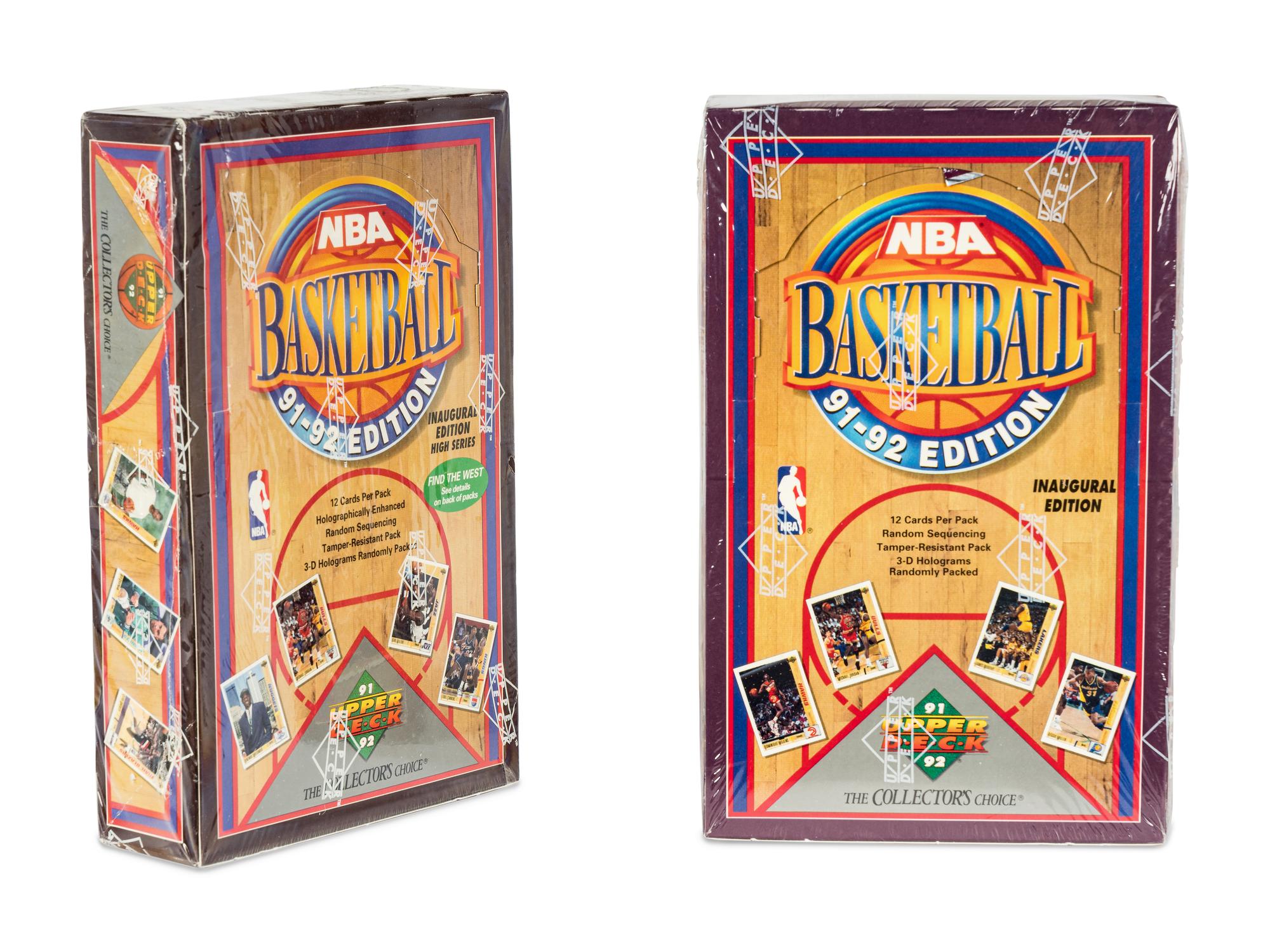 A Group of 14 Unopened Vending Boxes of 1990s Basketball Cards,