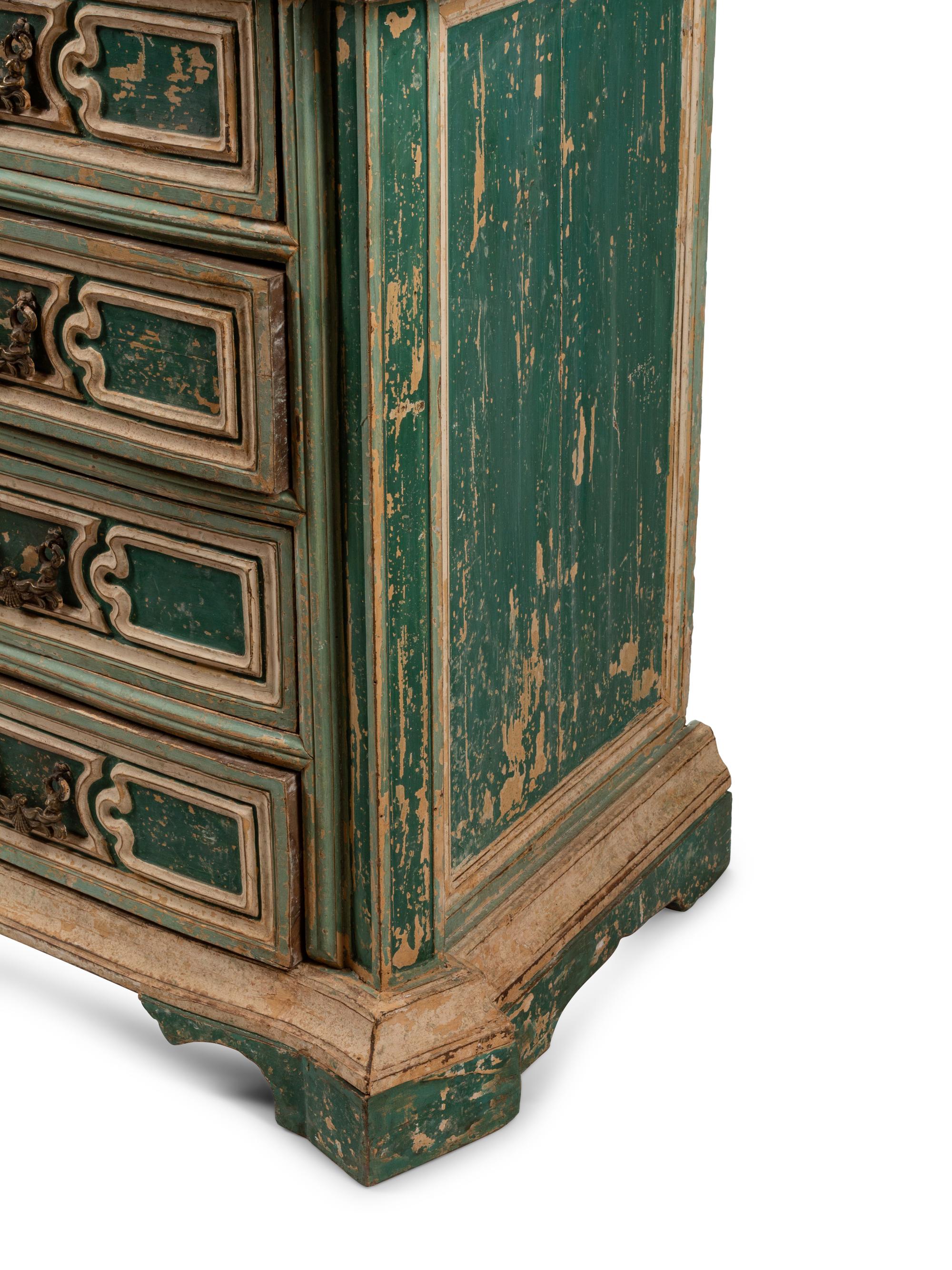 An Italian Green-Painted Chest of Drawers