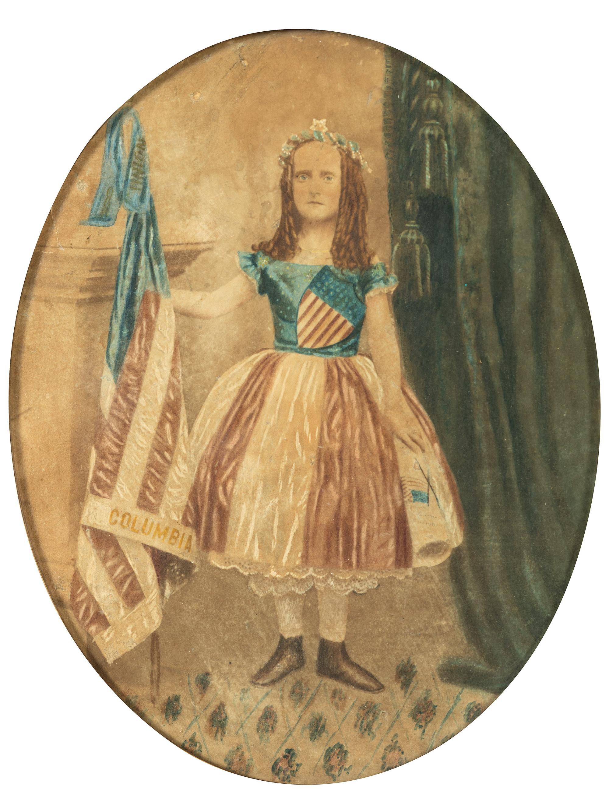 [CIVIL WAR]. Hand-colored albumen photograph of a vivandiere.