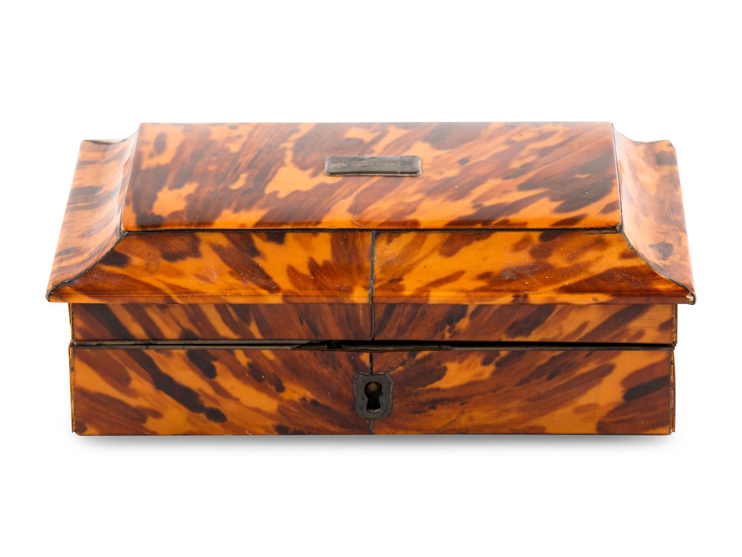 A Regency Tortoise Shell Jewelry Box
