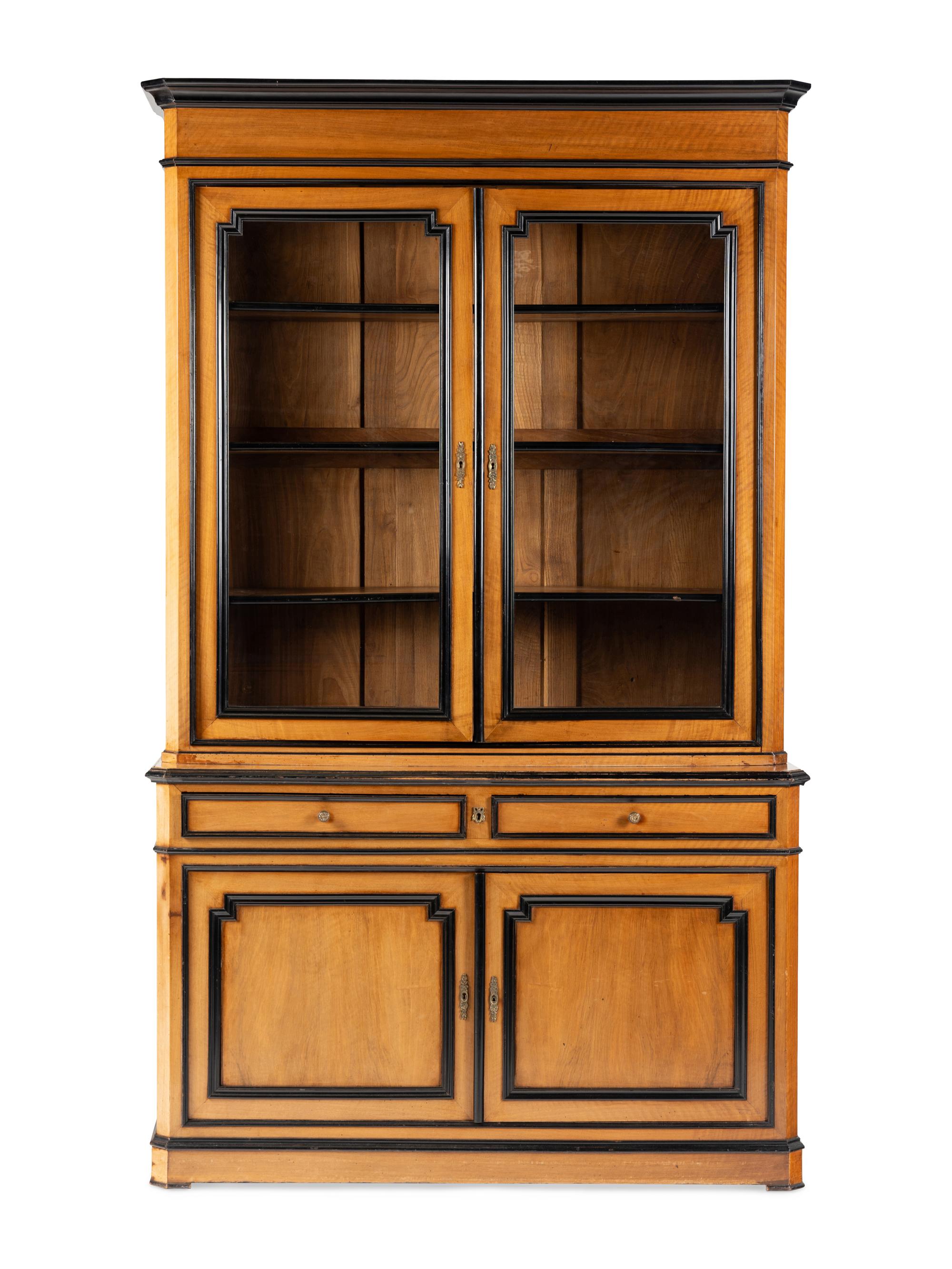 A Restauration Walnut and Part-Ebonized Bibliothèque