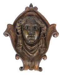 A French Patinated Plaster Architectural Mask