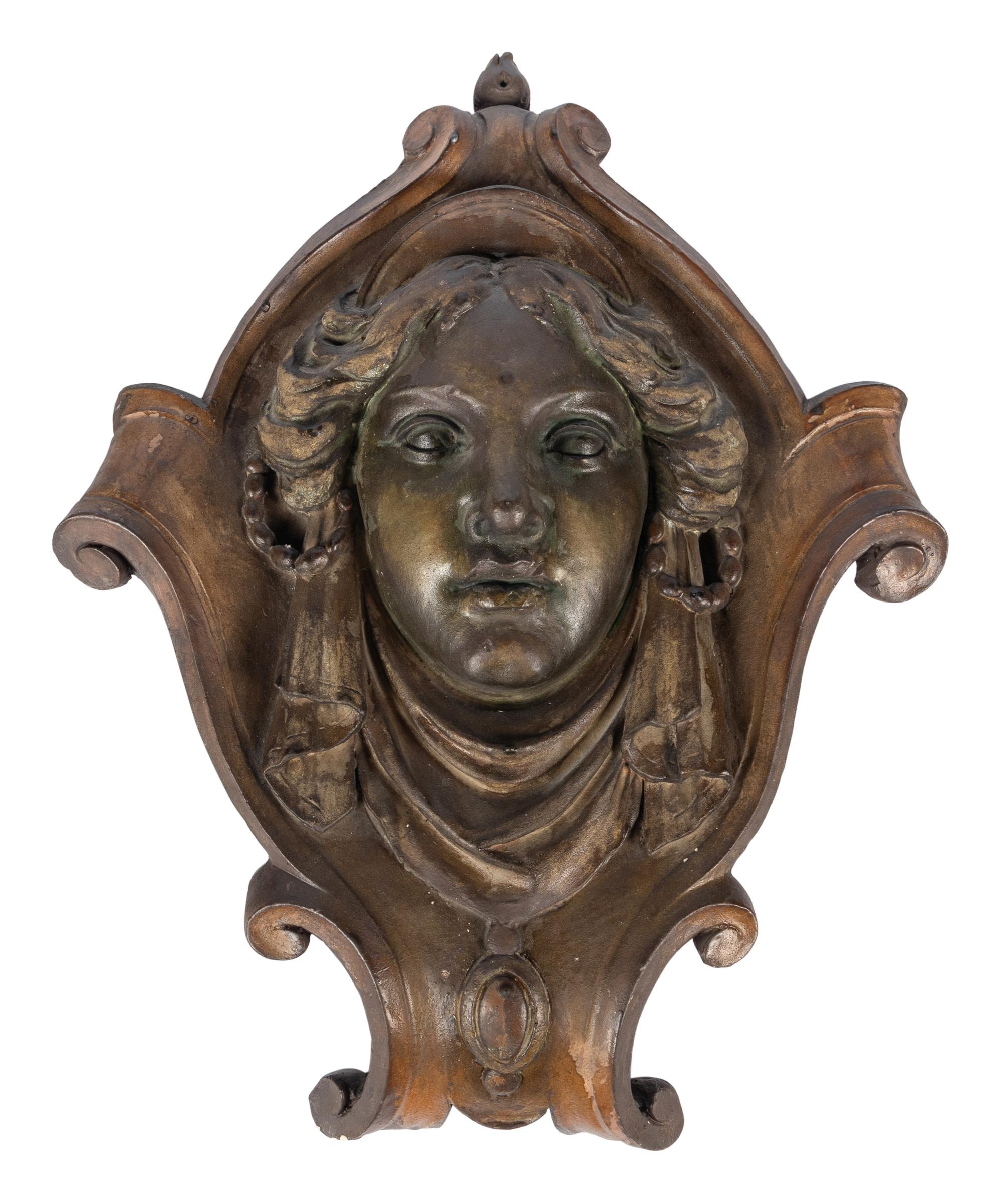 A French Patinated Plaster Architectural Mask