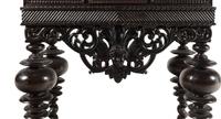 A Portuguese Baroque Style Carved Walnut Cabinet on Stand