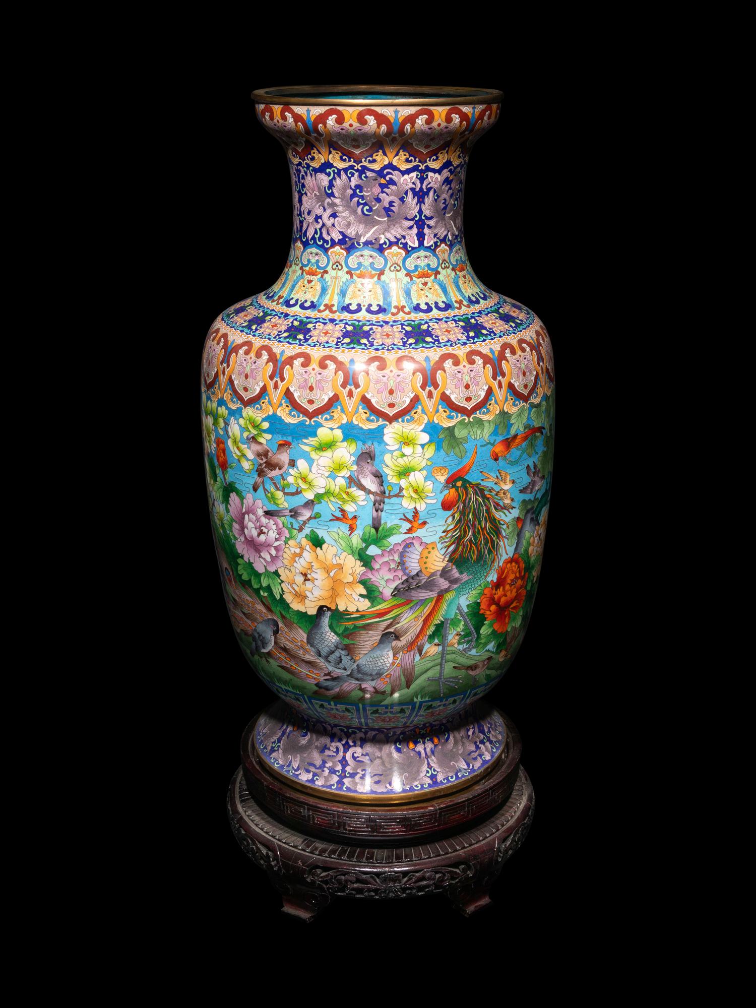 Three Large Chinese Cloisonné Baluster Vases