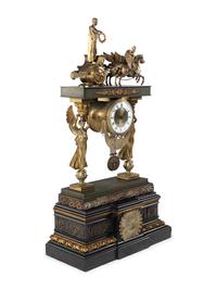 A Large Empire Style Gilt Bronze Mantel Clock