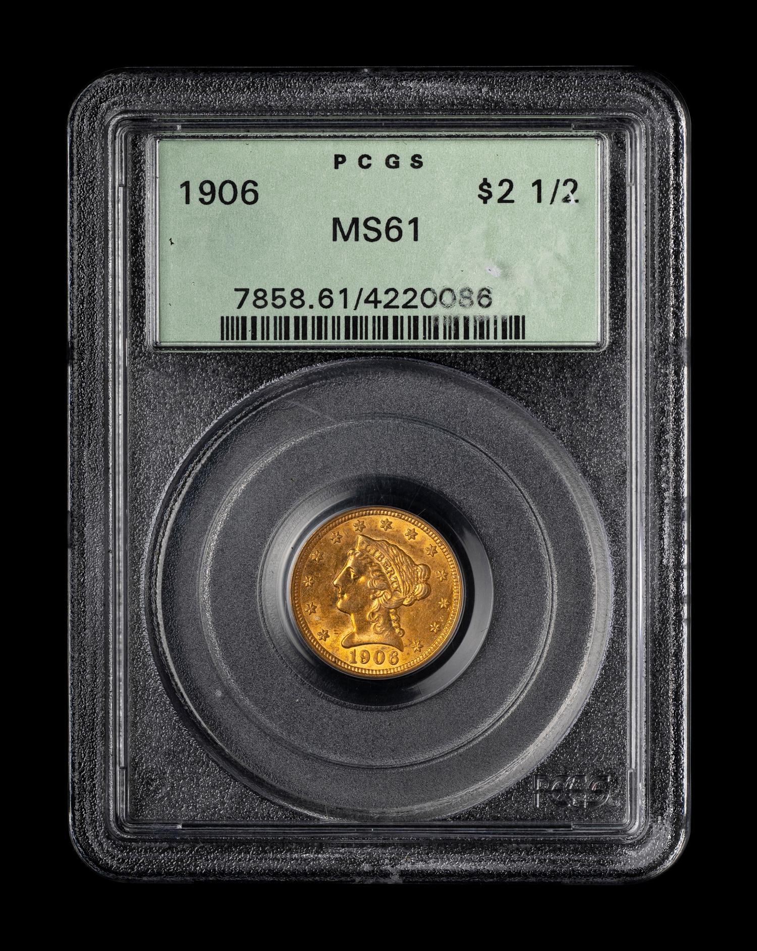 A 1906 Liberty Head $2.50 Gold Coin (PCGS MS61)