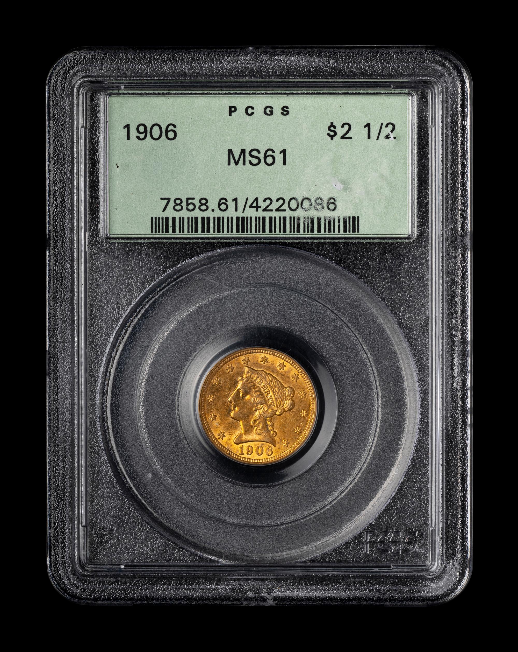A 1906 Liberty Head $2.50 Gold Coin (PCGS MS61)