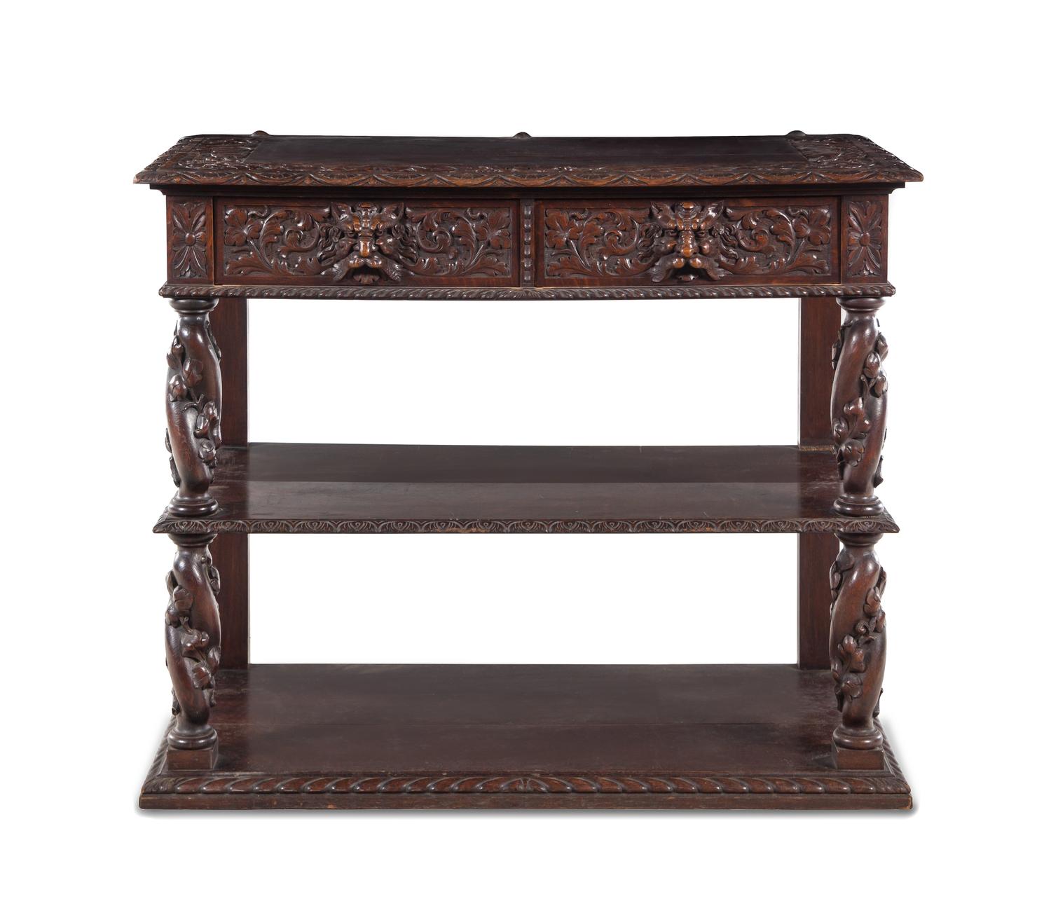 A French Renaissance Revival Carved Oak Small Server