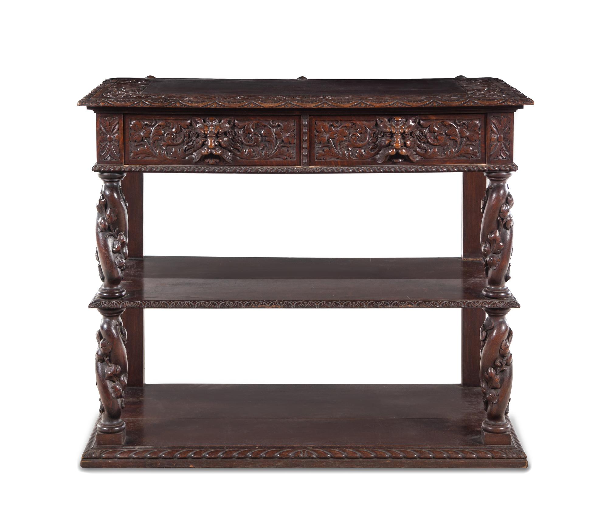 A French Renaissance Revival Carved Oak Small Server