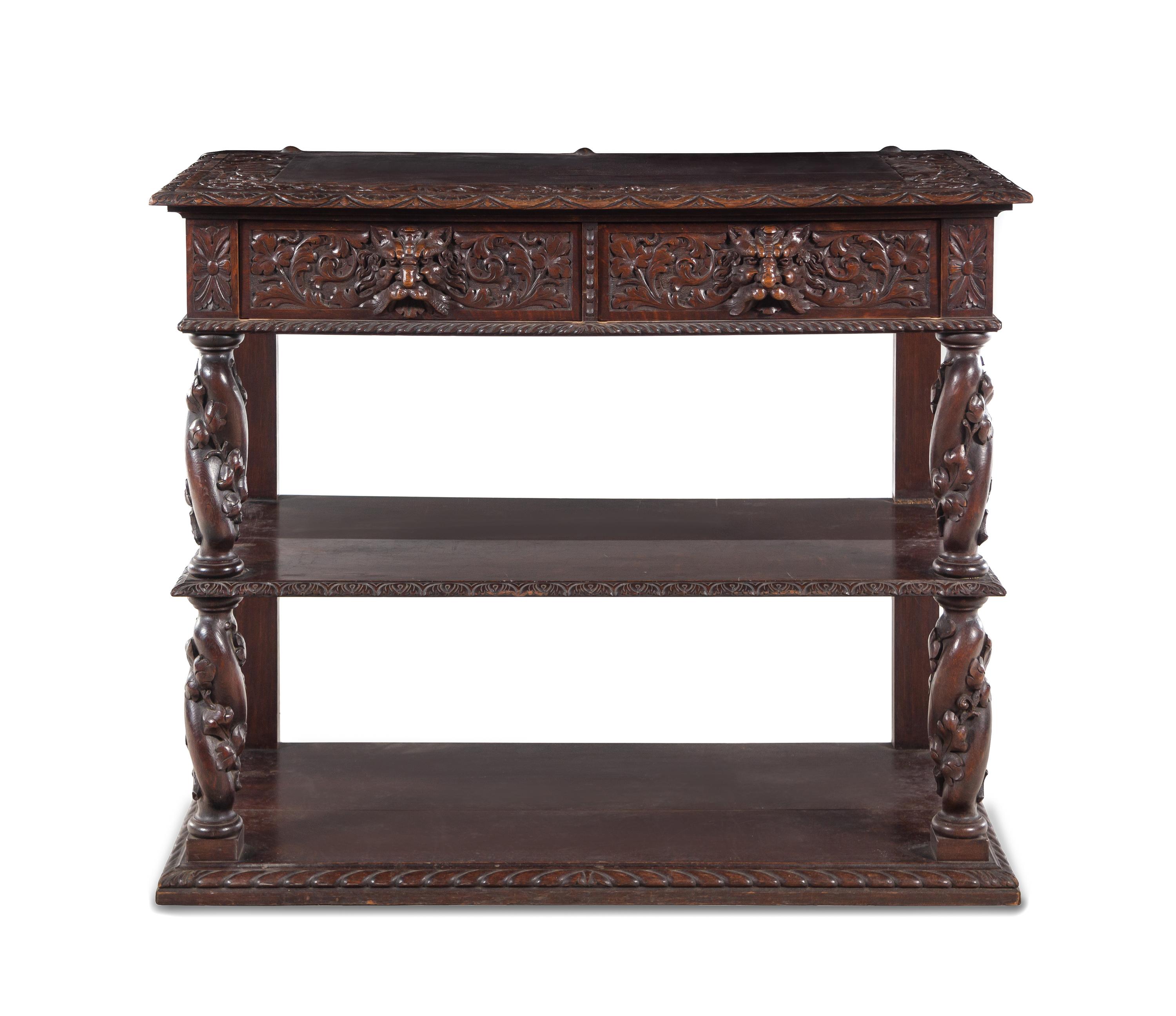 A French Renaissance Revival Carved Oak Small Server