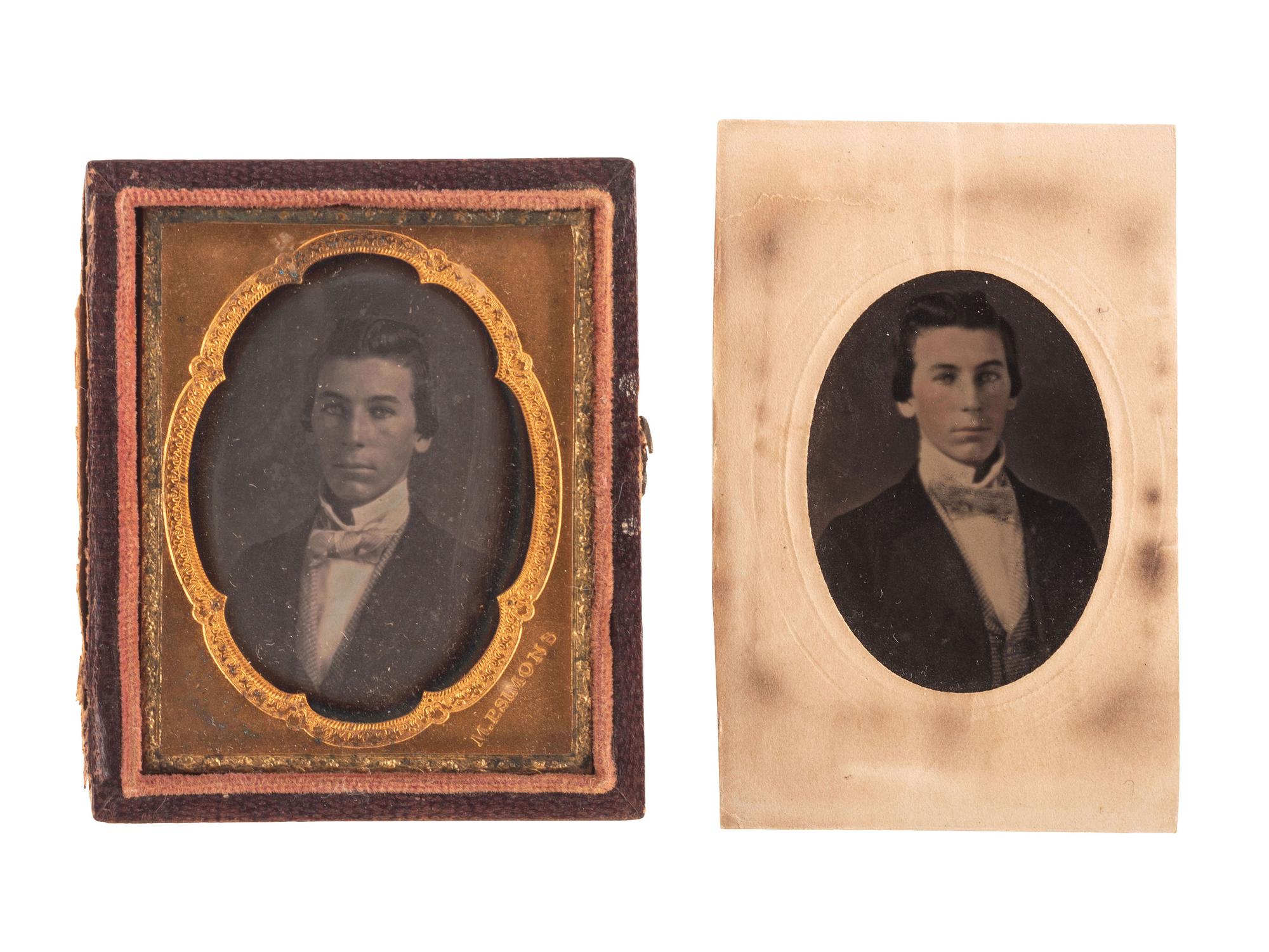 [EARLY PHOTOGRAPHY]. A collection of pairs cased images featuring the same male subjects highlighted by a stereodaguerreotype, including: