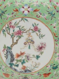 A Chinese Apple Green Ground Famille Rose Porcelain Vase