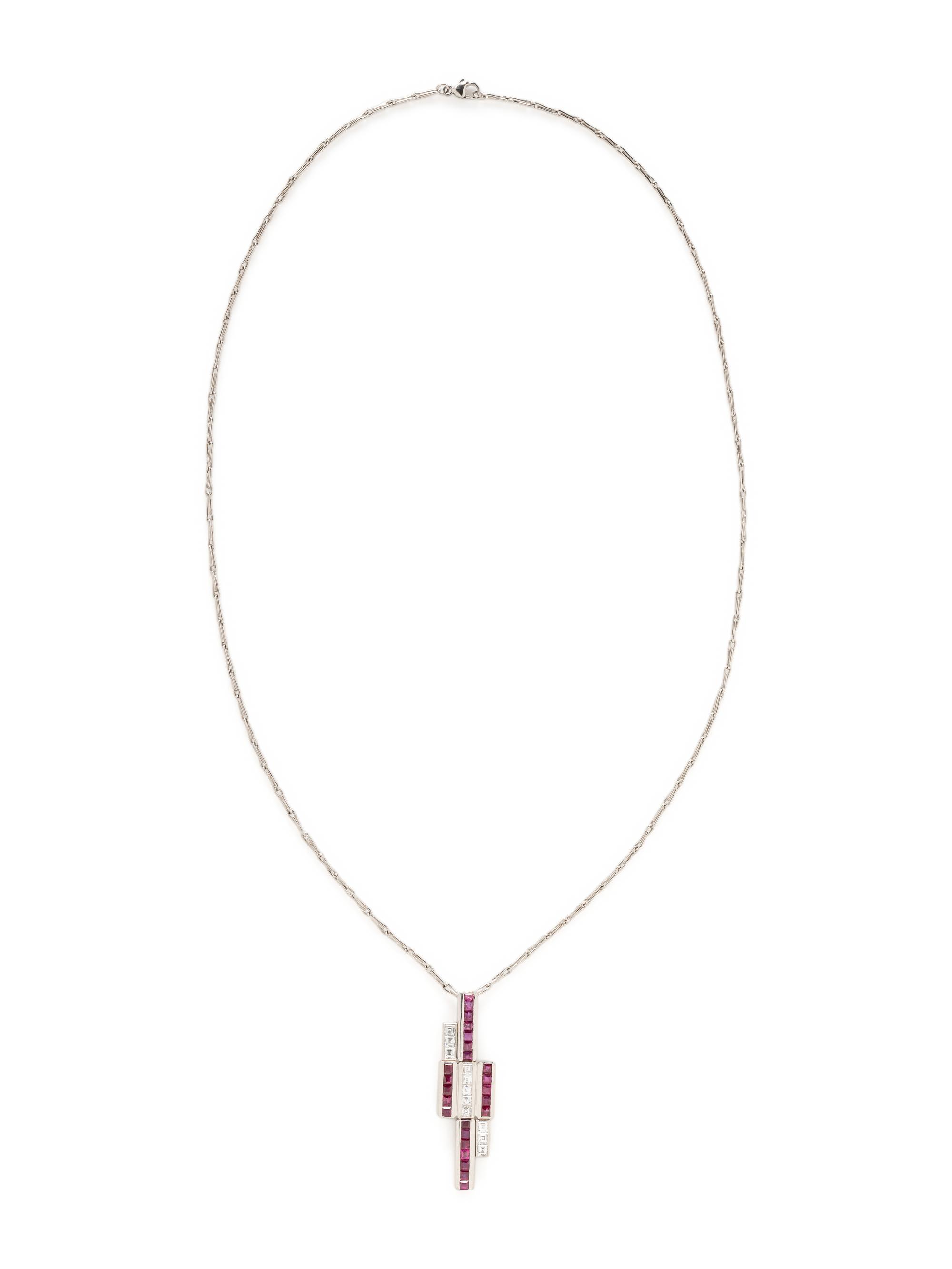 RUBY AND DIAMOND PENDANT NECKLACE
